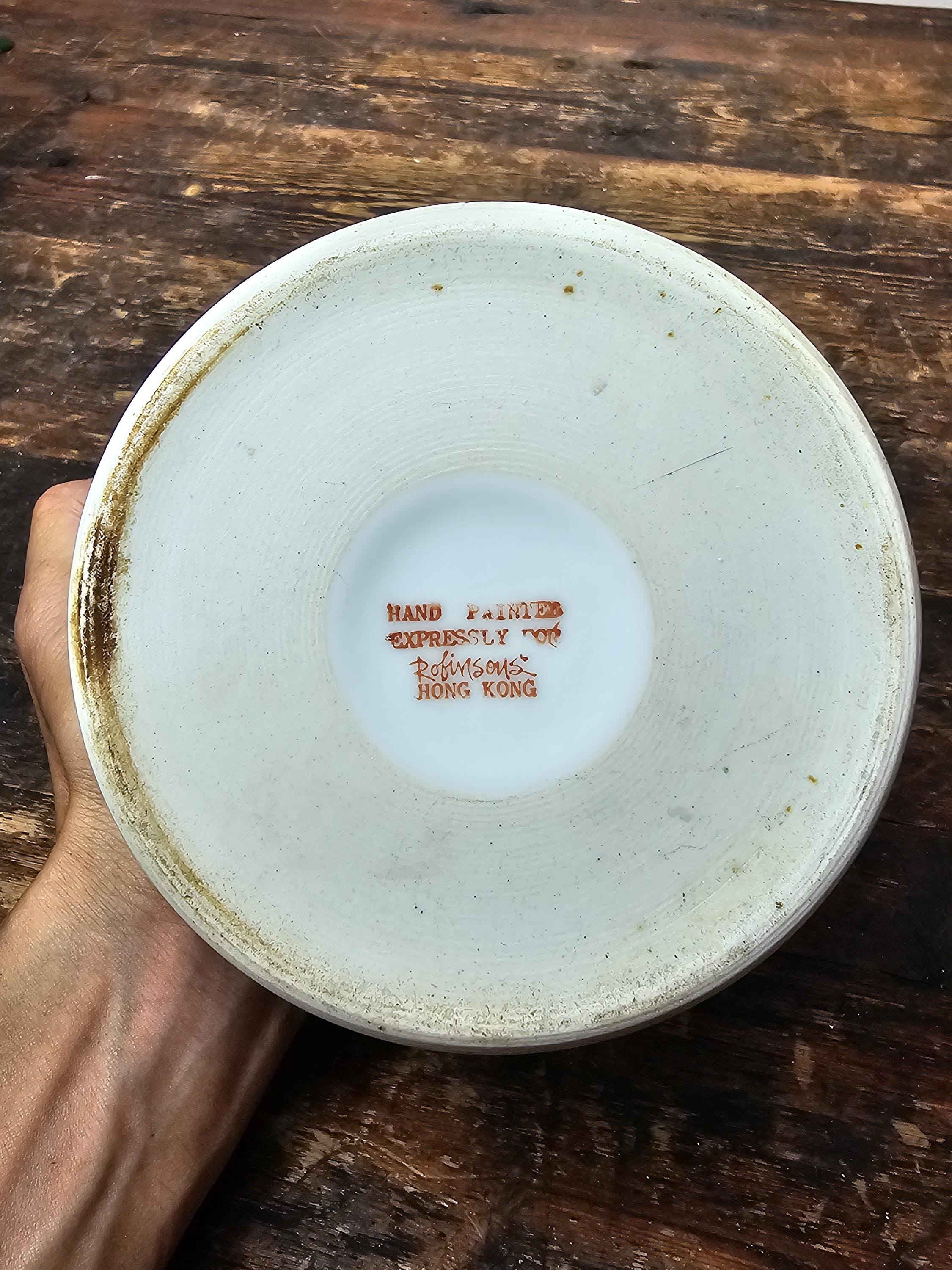 Vintage Robinson Hong Kong Jingdezhen Teapot Hand Painted Butterfly Flowers