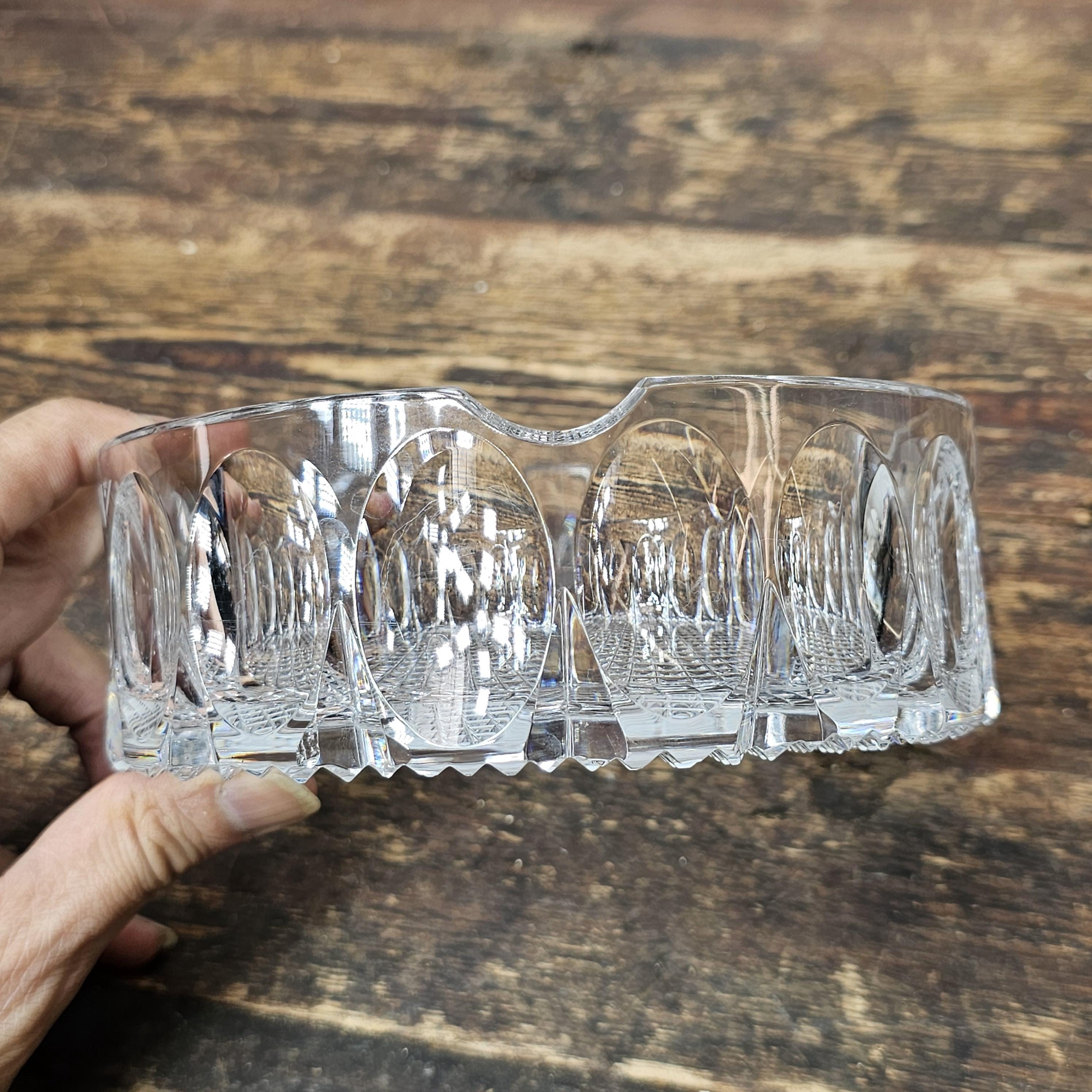 Vintage Crystal Glass Round Cigar Ashtray Trinket 6"Dia x 2"H