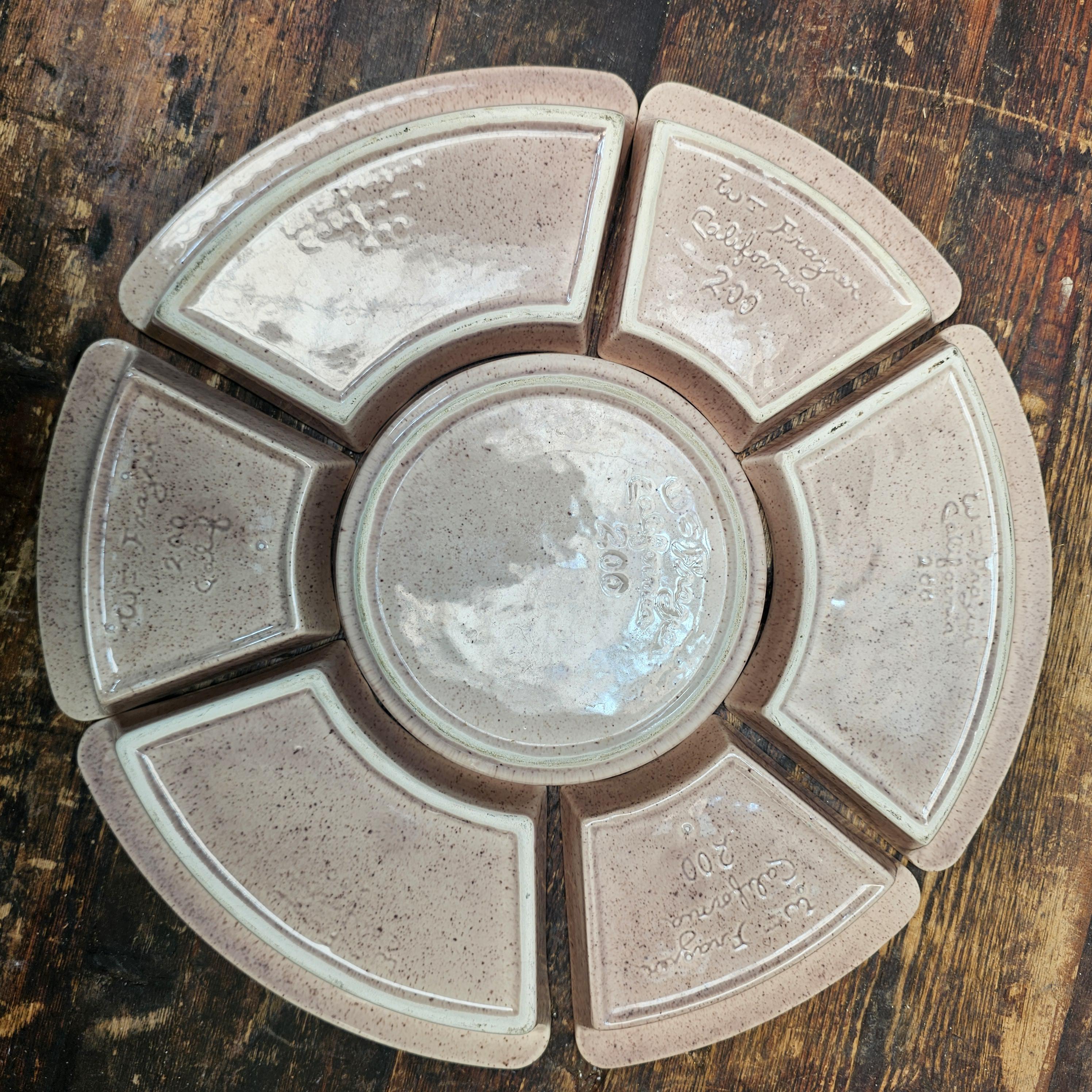 William Frazier California Pottery Covered Dish Relish Tray With Lazy Susan 70's