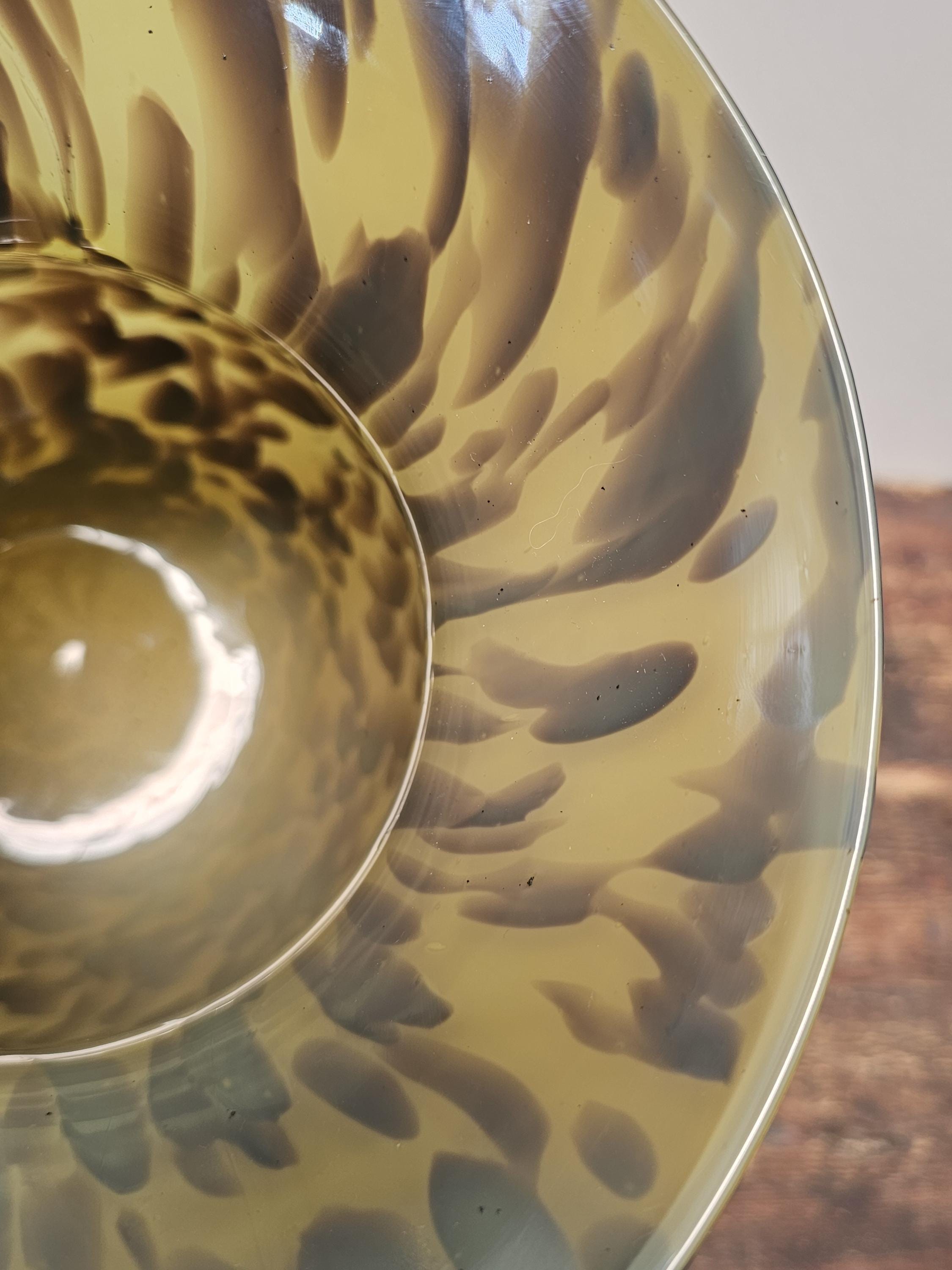 Large Tortoise Shell Hand Blown Glass Flower Vase 7.75" Dia x 20.75" H