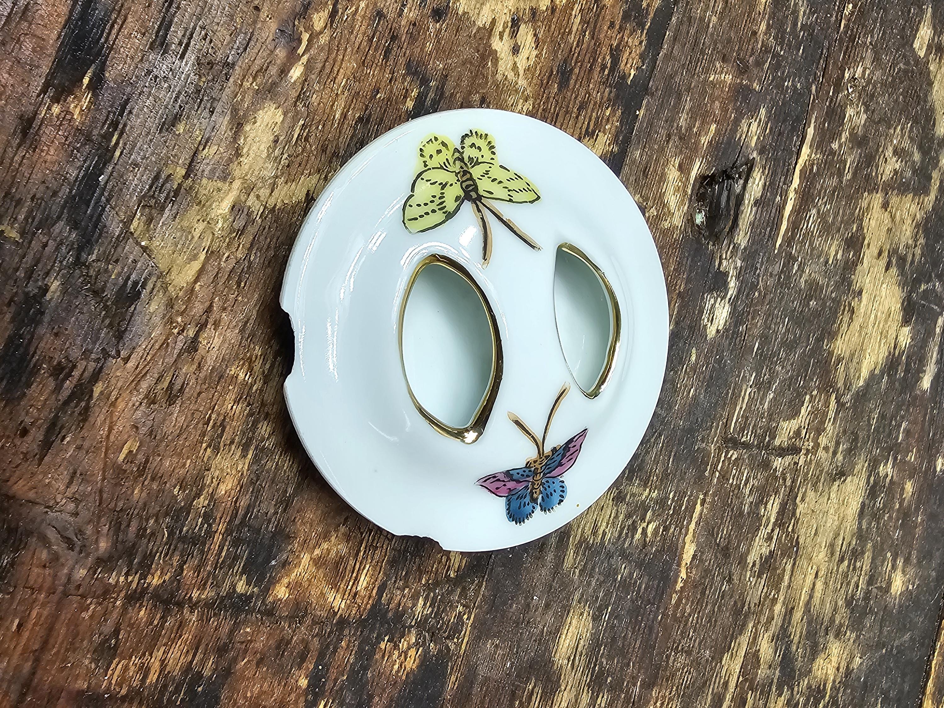 Vintage Robinson Hong Kong Jingdezhen Teapot Hand Painted Butterfly Flowers