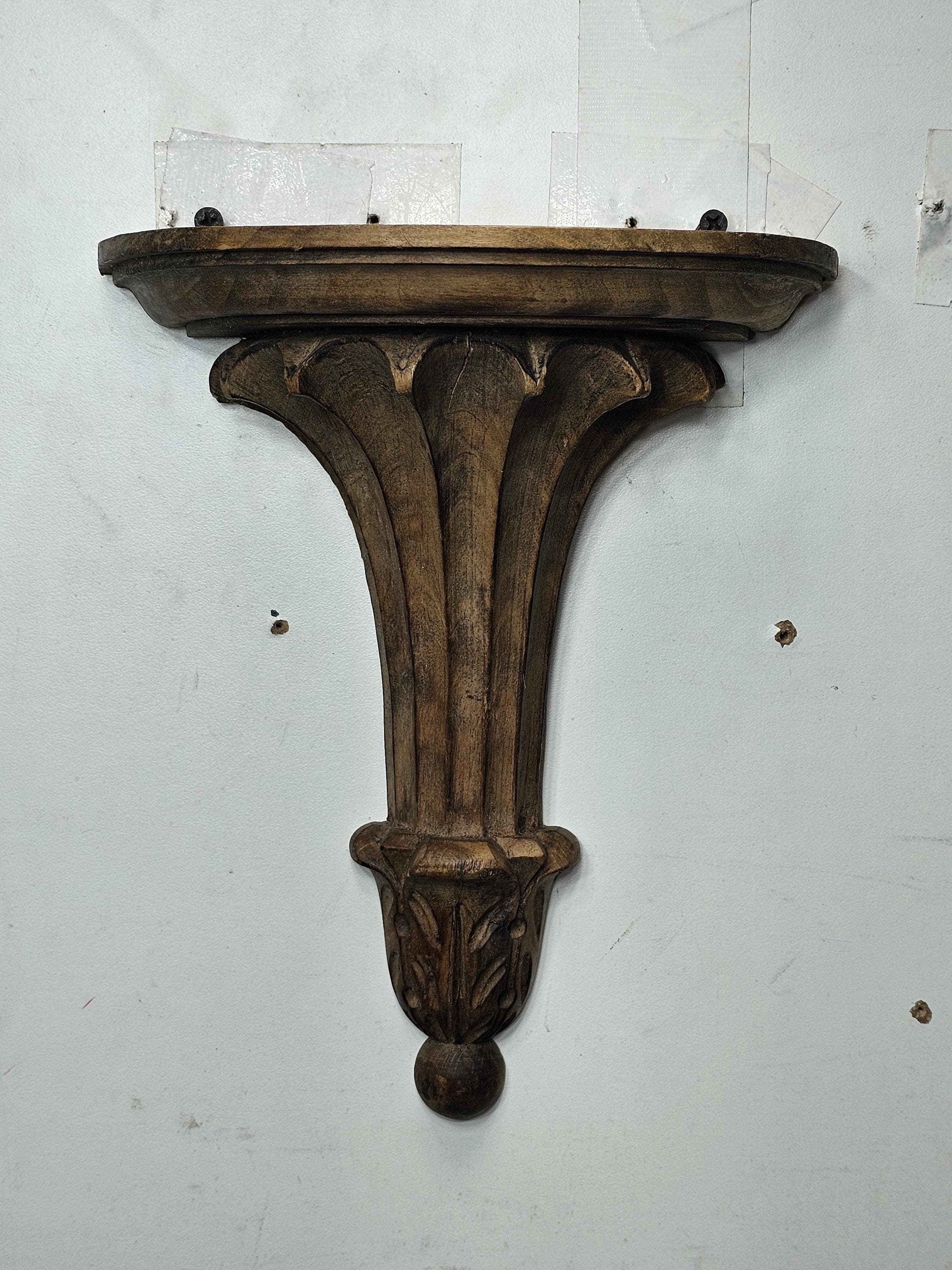 Vintage Hand Carved Italian Florentine Wood Shelf Bracket 9 5/8"H