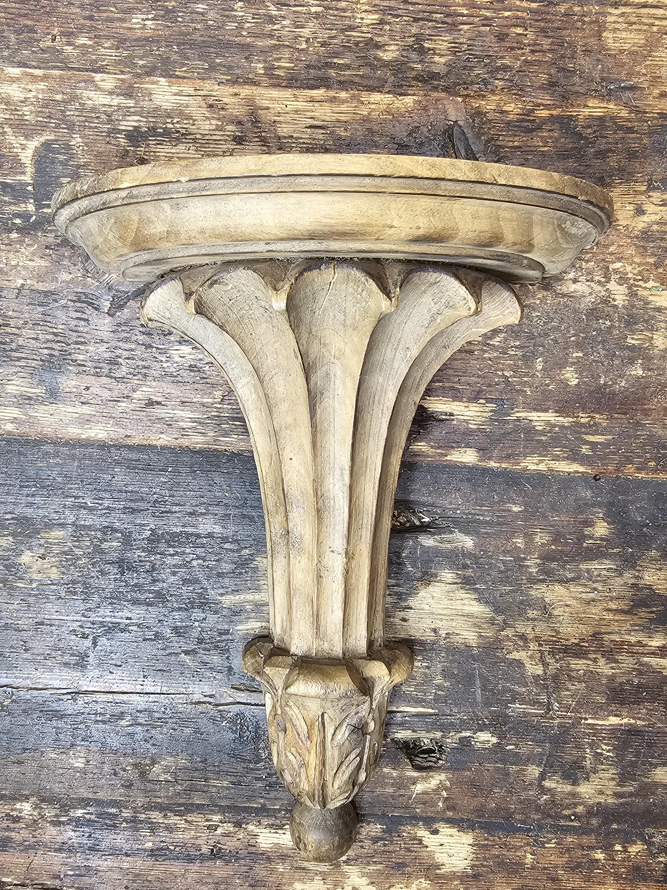 Vintage Hand Carved Italian Florentine Wood Shelf Bracket 9 5/8"H