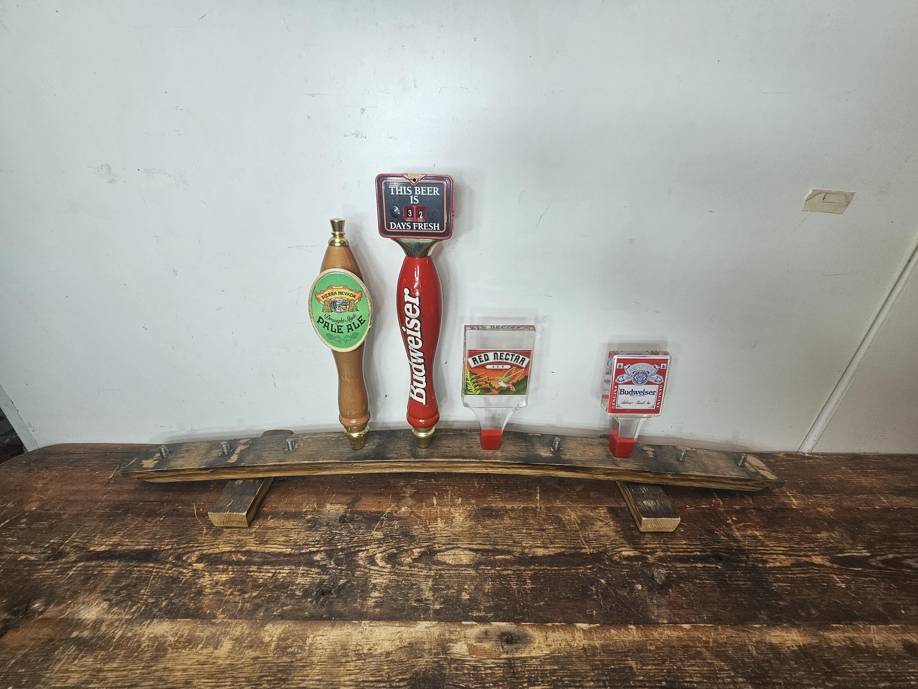 Whiskey Barrel Stave 10 Beer Tap Handle Display Stand ( Handles Not Included )