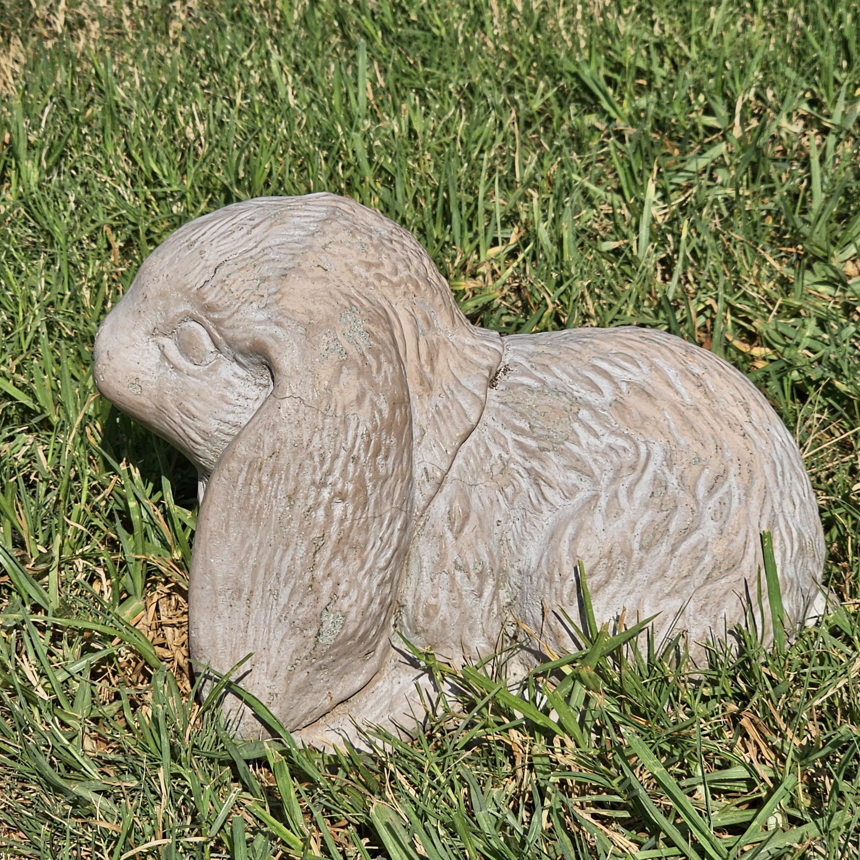 Concrete Lop Eared Rabbit Bunny Garden Statue 10"L x 5.5"W x 6.5"H