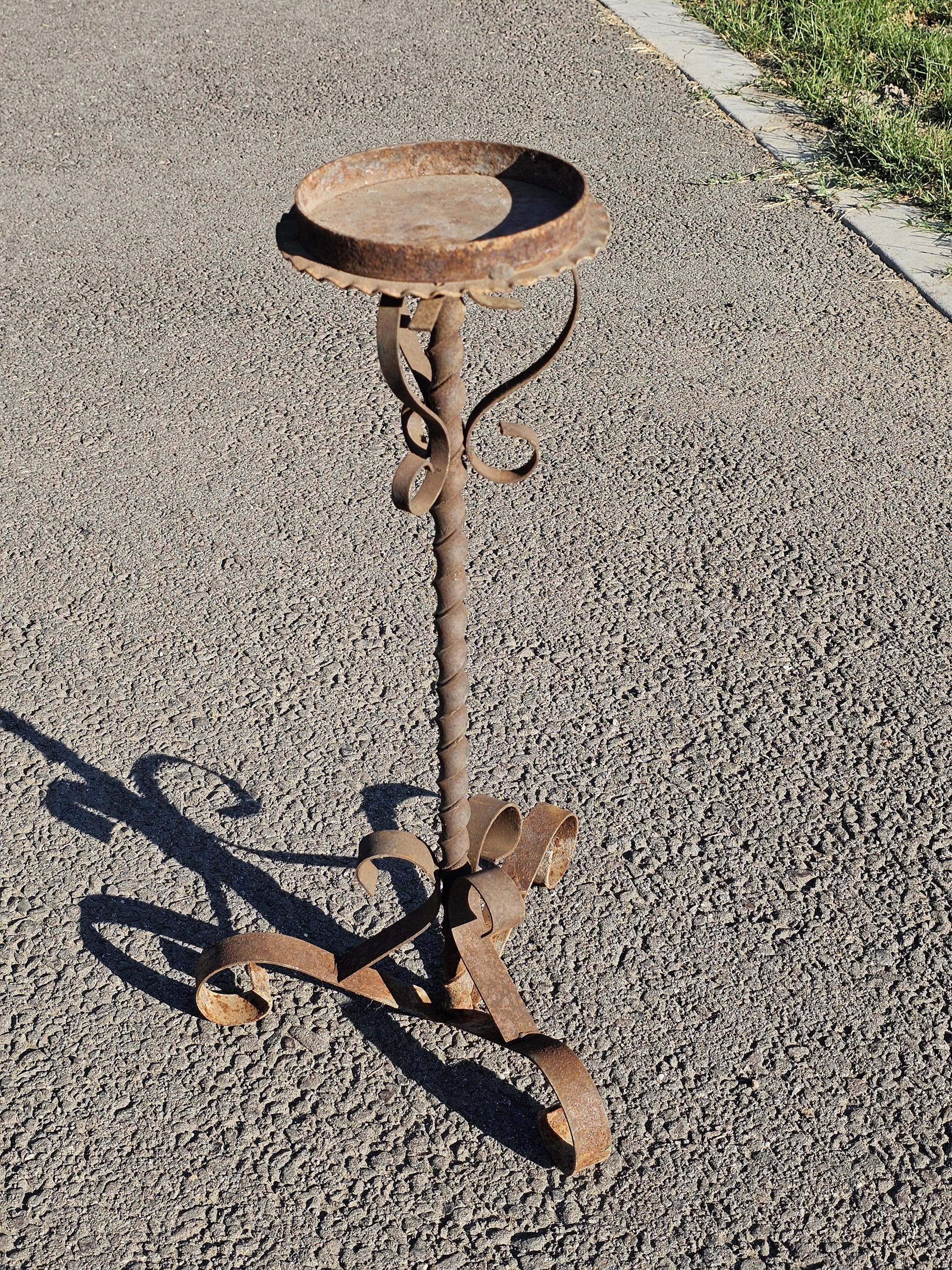Rusty Scrolled Metal Candle Holder / Plant Stand 20.5"H
