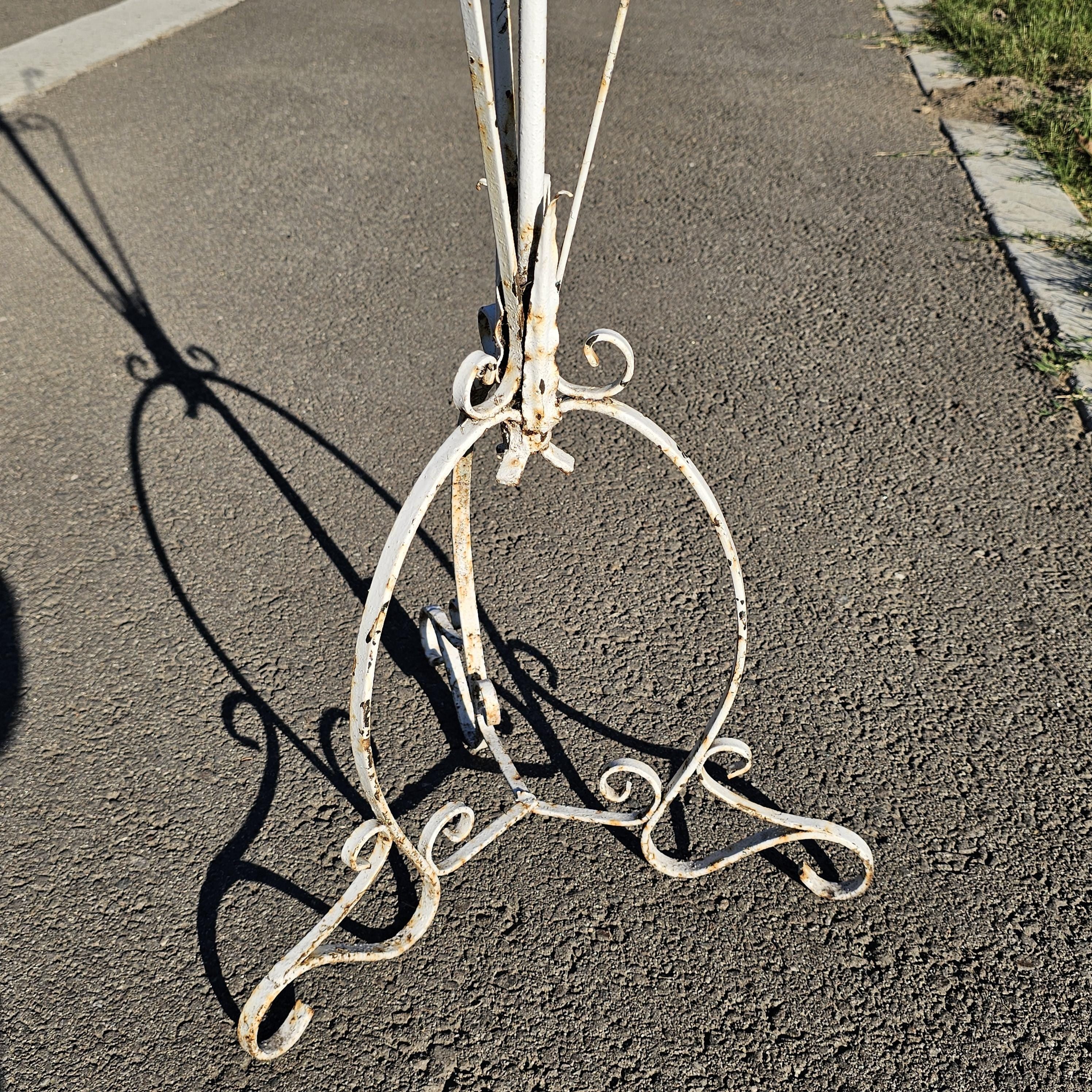 Vintage Scrolled Metal White Plant Stand Rustic 42"H