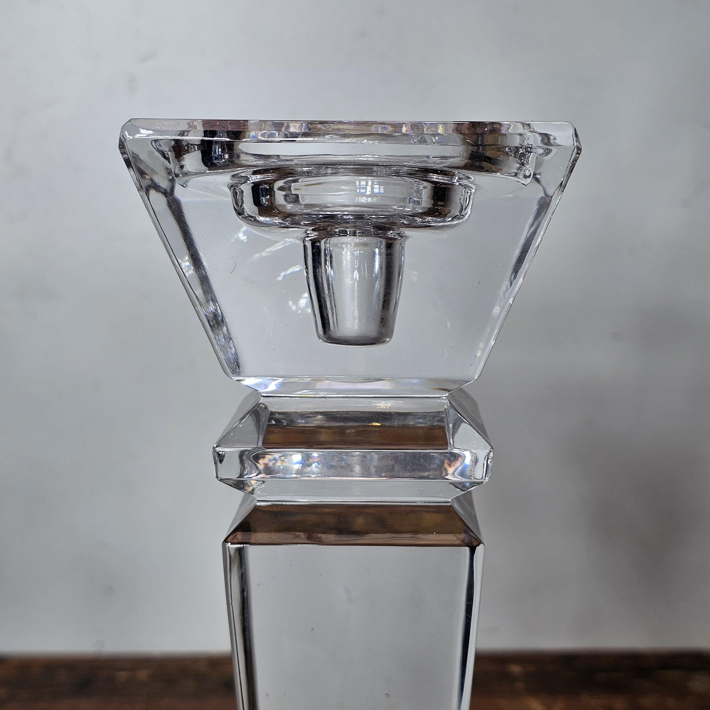 24% Lead Crystal Pedestal Base Taper Candle Stick Holder Made In Poland Set of 2