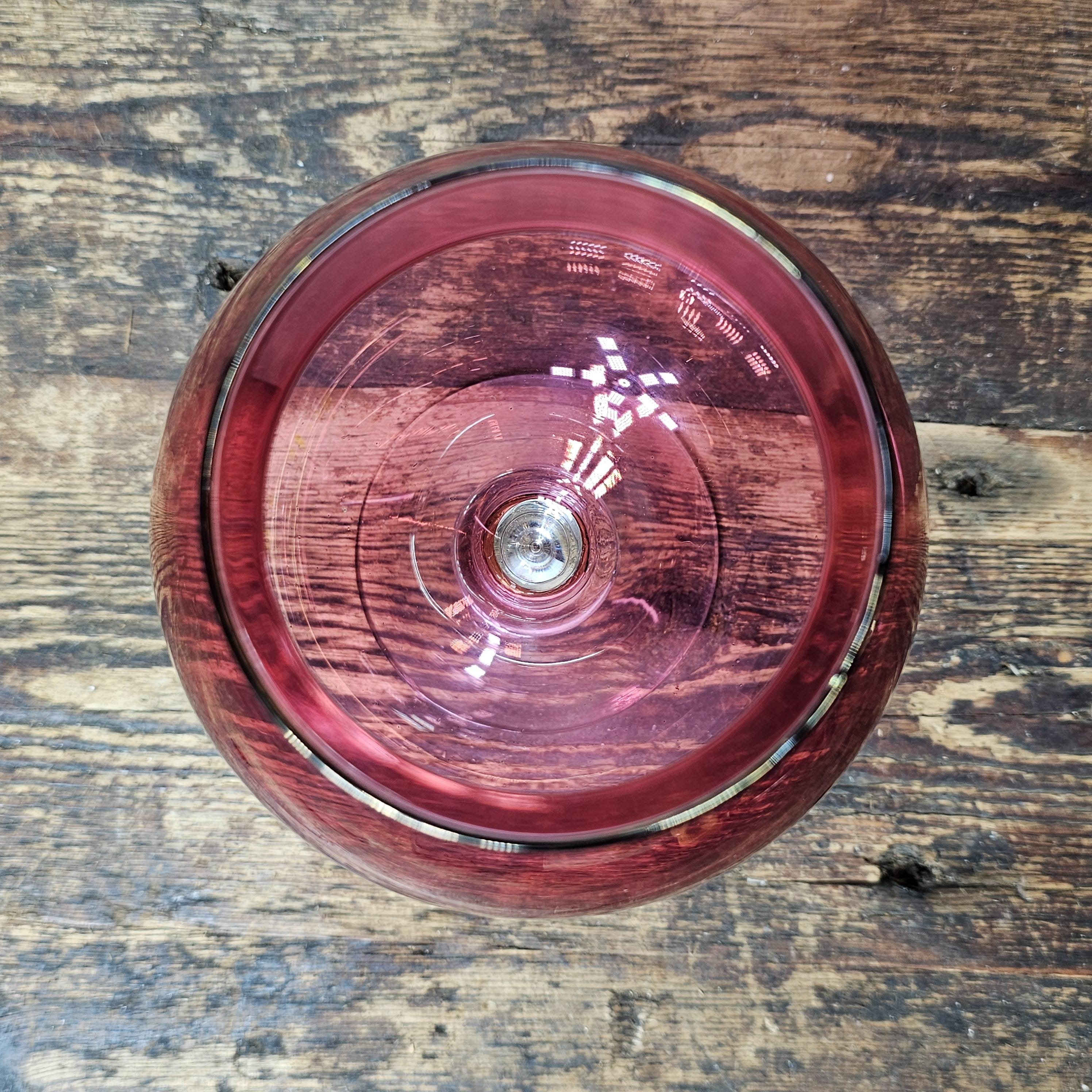 Vintage Ruby Red Apothecary Candy Jar Clear Foot