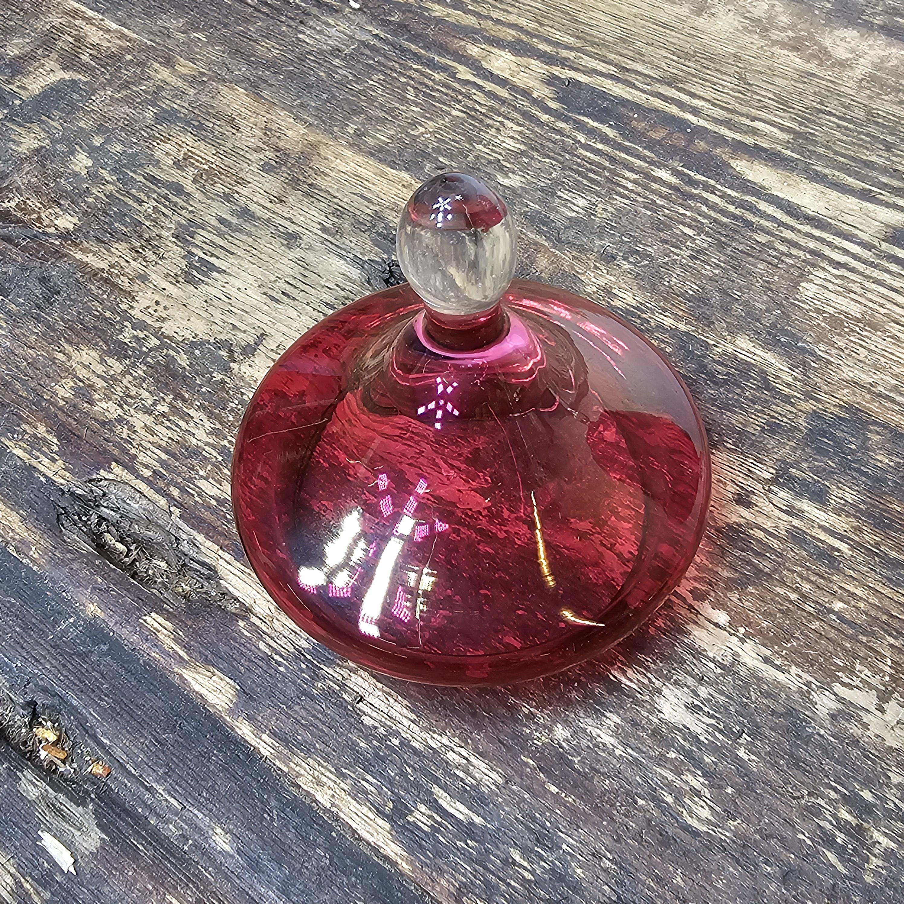 Vintage Ruby Red Apothecary Candy Jar Clear Foot