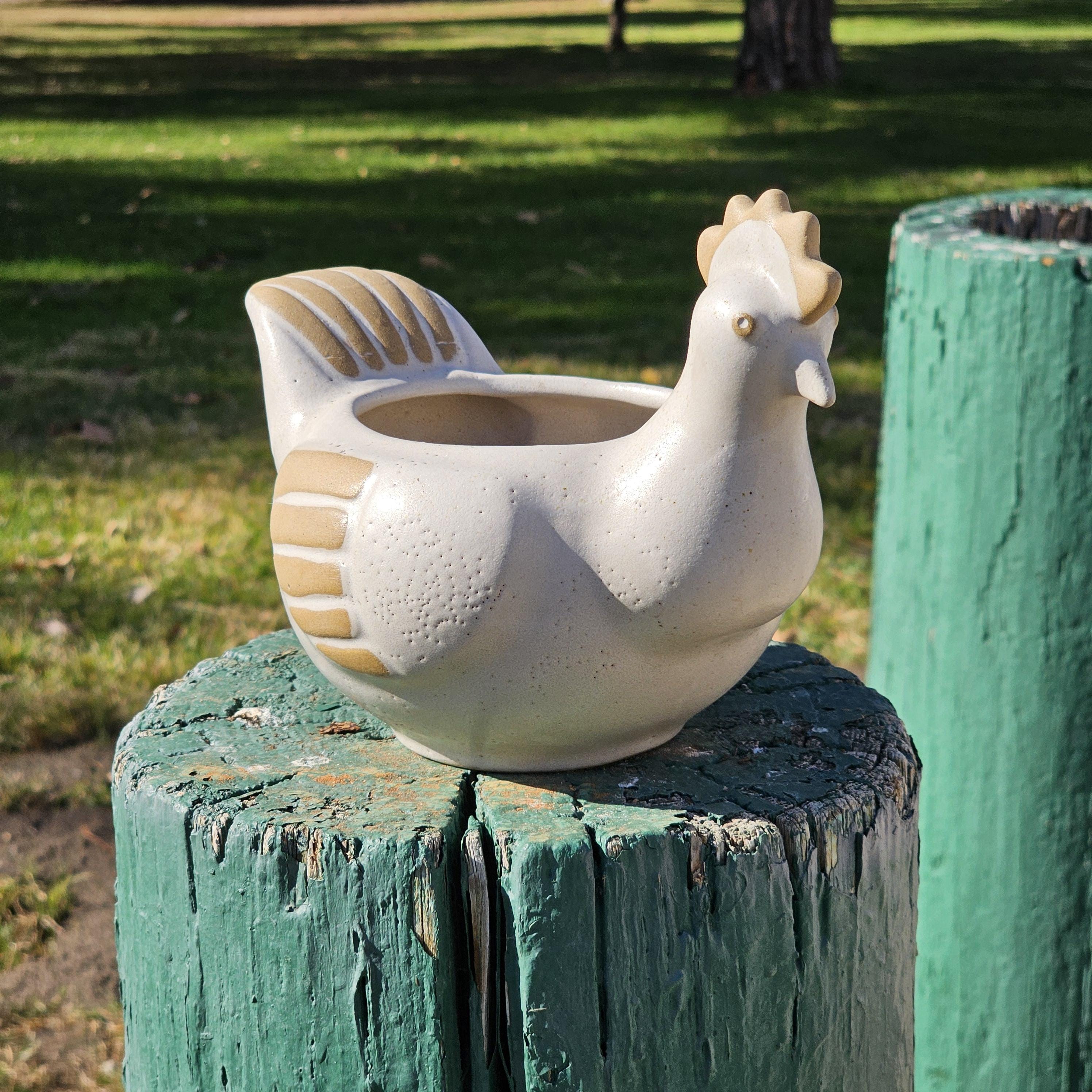 Vintage David Stewart Lions Valley Stoneware Hen Pottery Planter