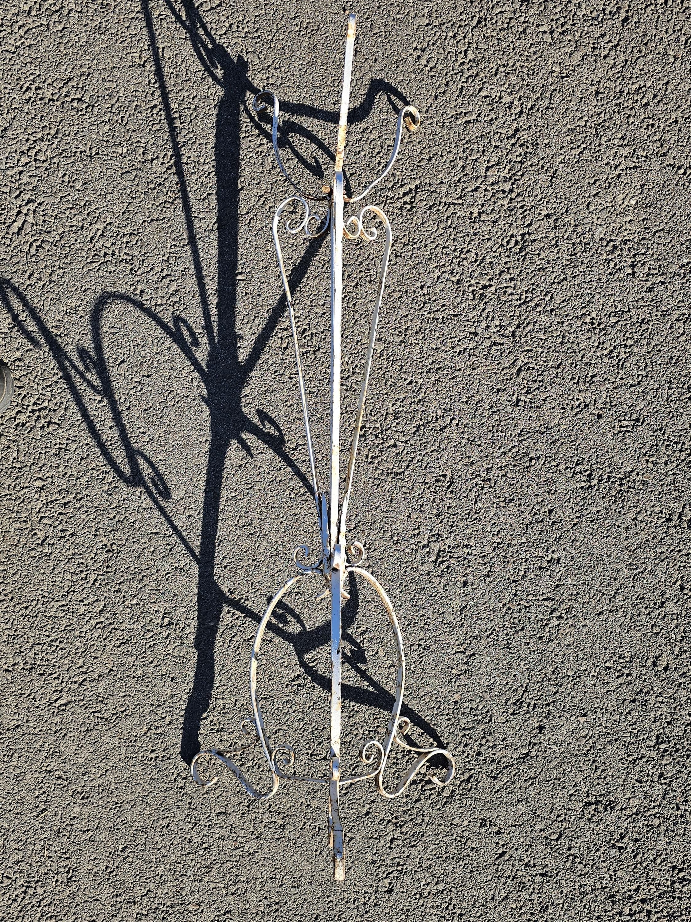 Vintage Scrolled Metal White Plant Stand Rustic 42"H