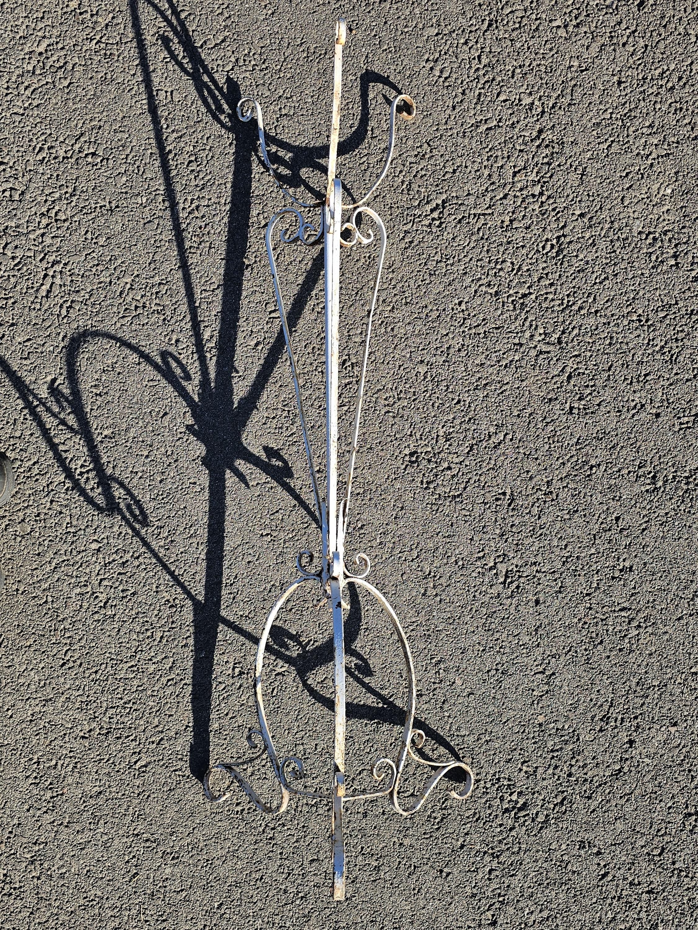 Vintage Scrolled Metal White Plant Stand Rustic 42"H