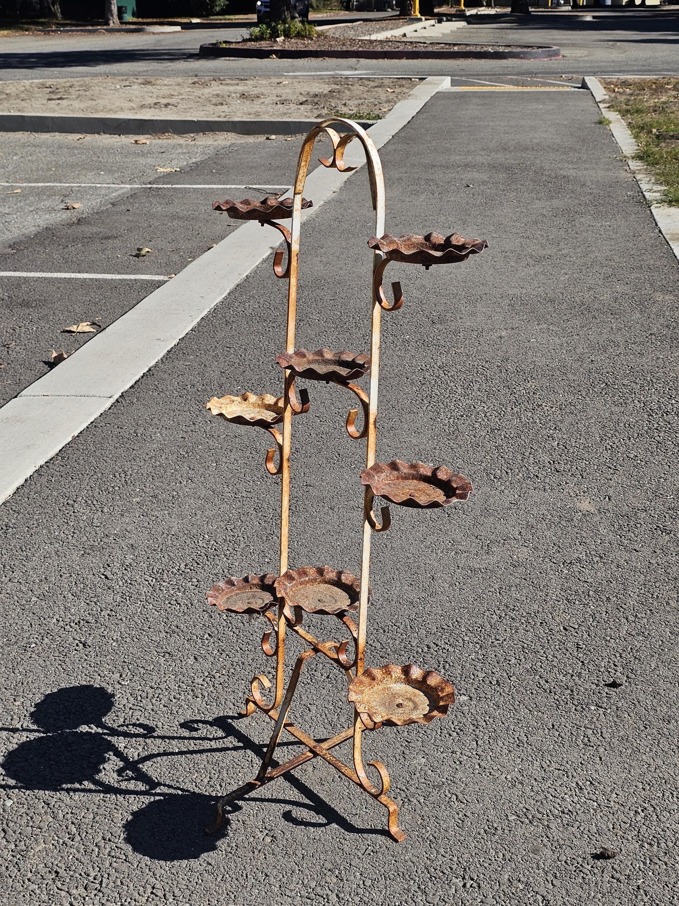 Vintage Rusty Multi Pot Stand 8-Plant Holder Stand 38"H