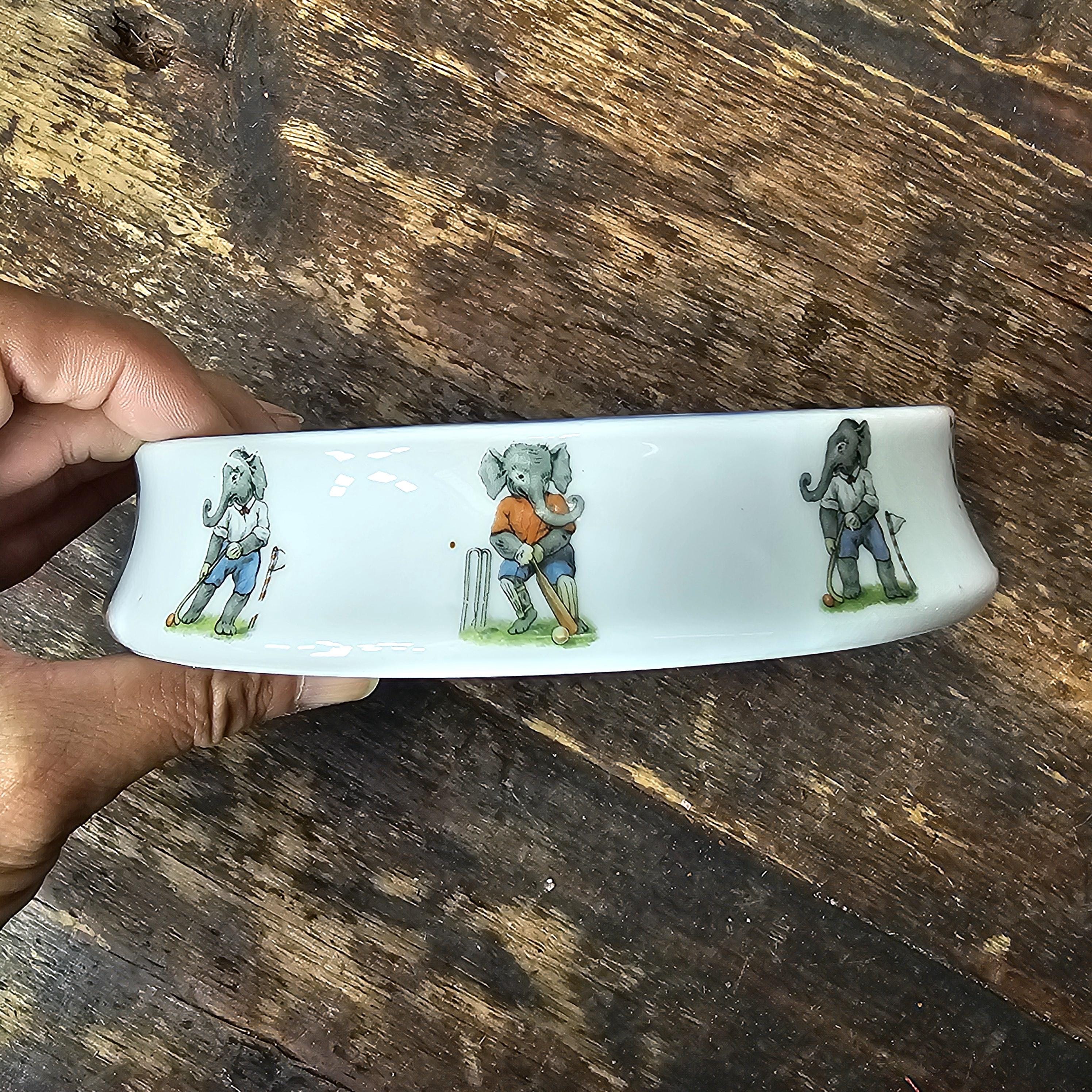 Antique German Porcelain Toddler Bowl Dish Pet Bowl Washday Theme