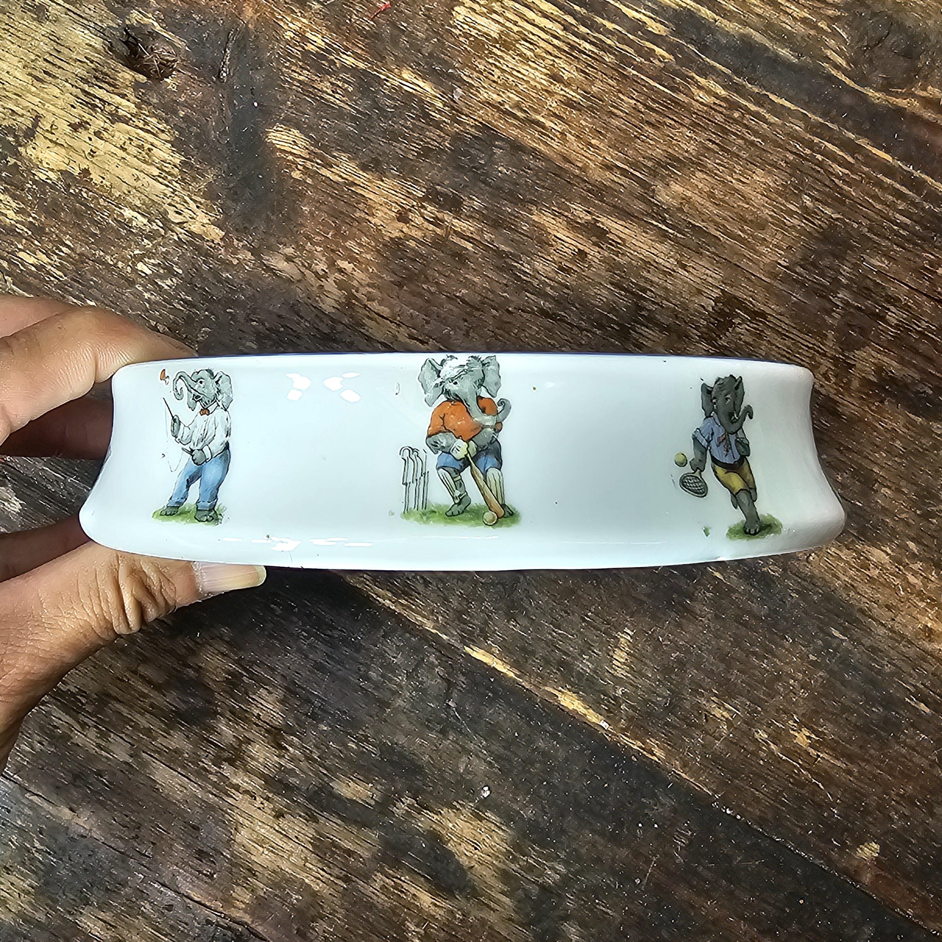 Antique German Porcelain Toddler Bowl Dish Pet Bowl Washday Theme