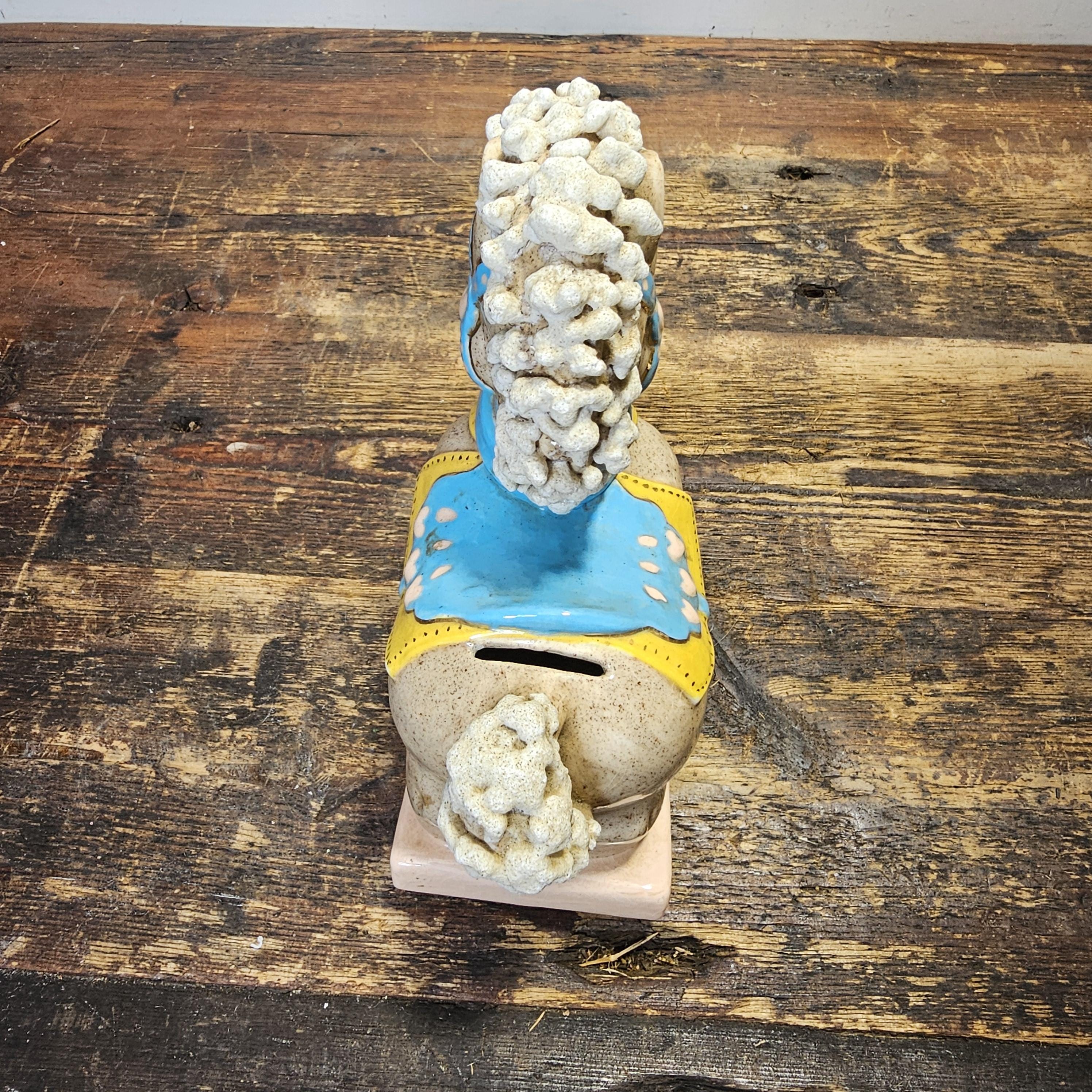 Vintage Rocking Horse Porcelain Bank Signed 6"L x 8.5"H x 3.25"W