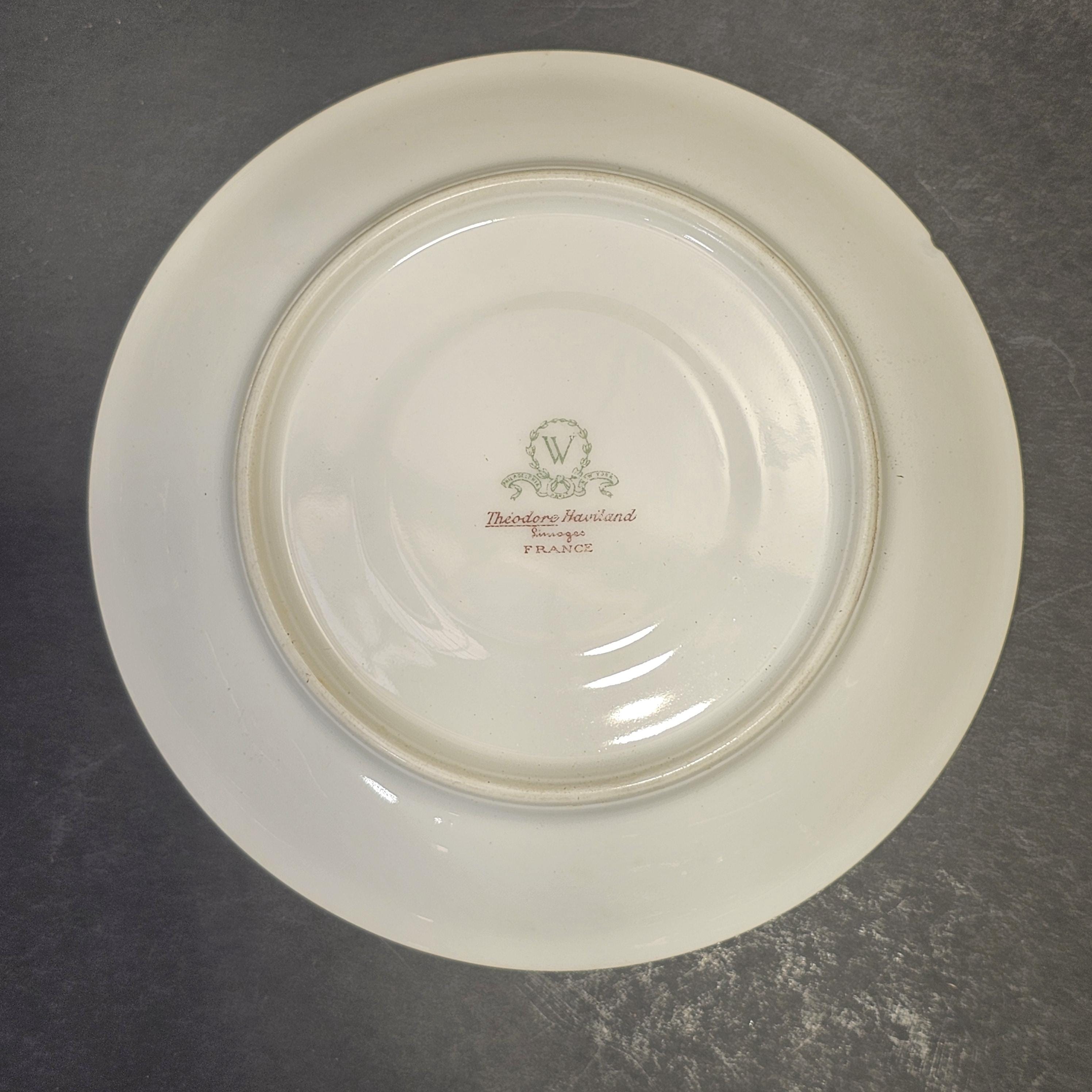 Theodore Haviland Limoges France Teacup Saucer & Fruit Bowl Set White Gold Trim