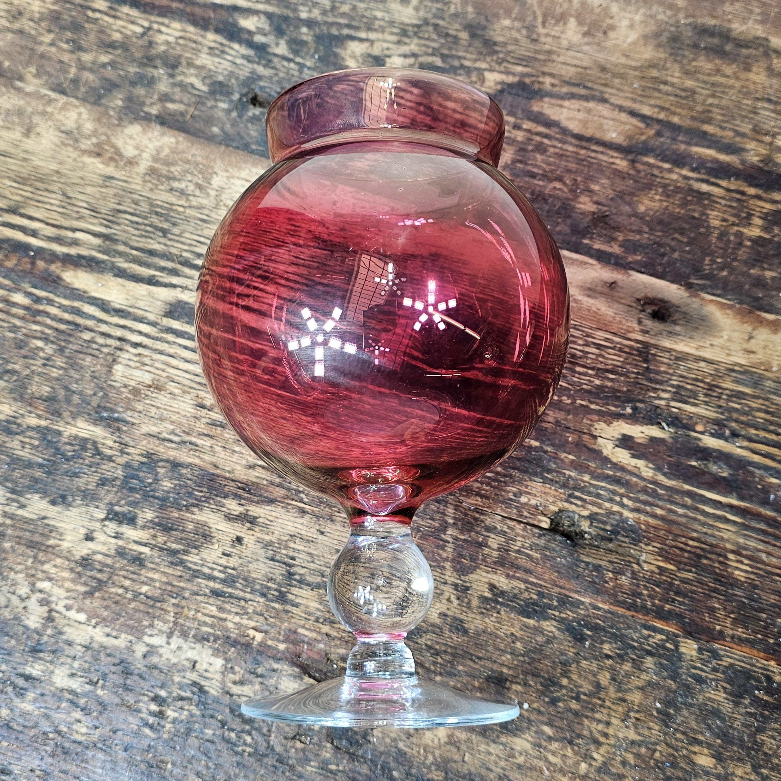 Vintage Ruby Red Apothecary Candy Jar Clear Foot
