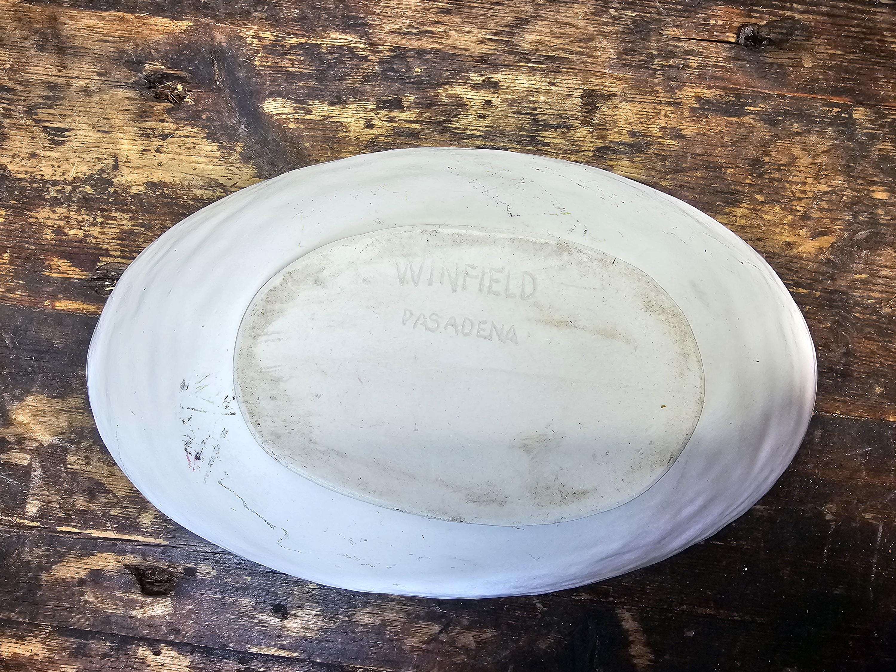 Winfield Pasadena Pottery Oblong Bowl / Planter Turquoise & White