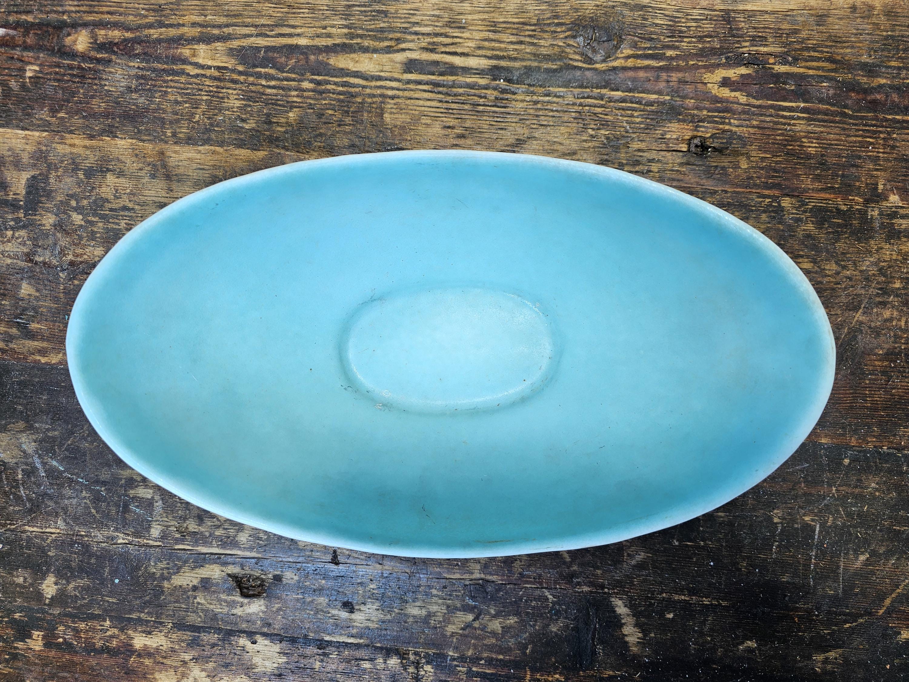 Winfield Pasadena Pottery Oblong Bowl / Planter Turquoise & White