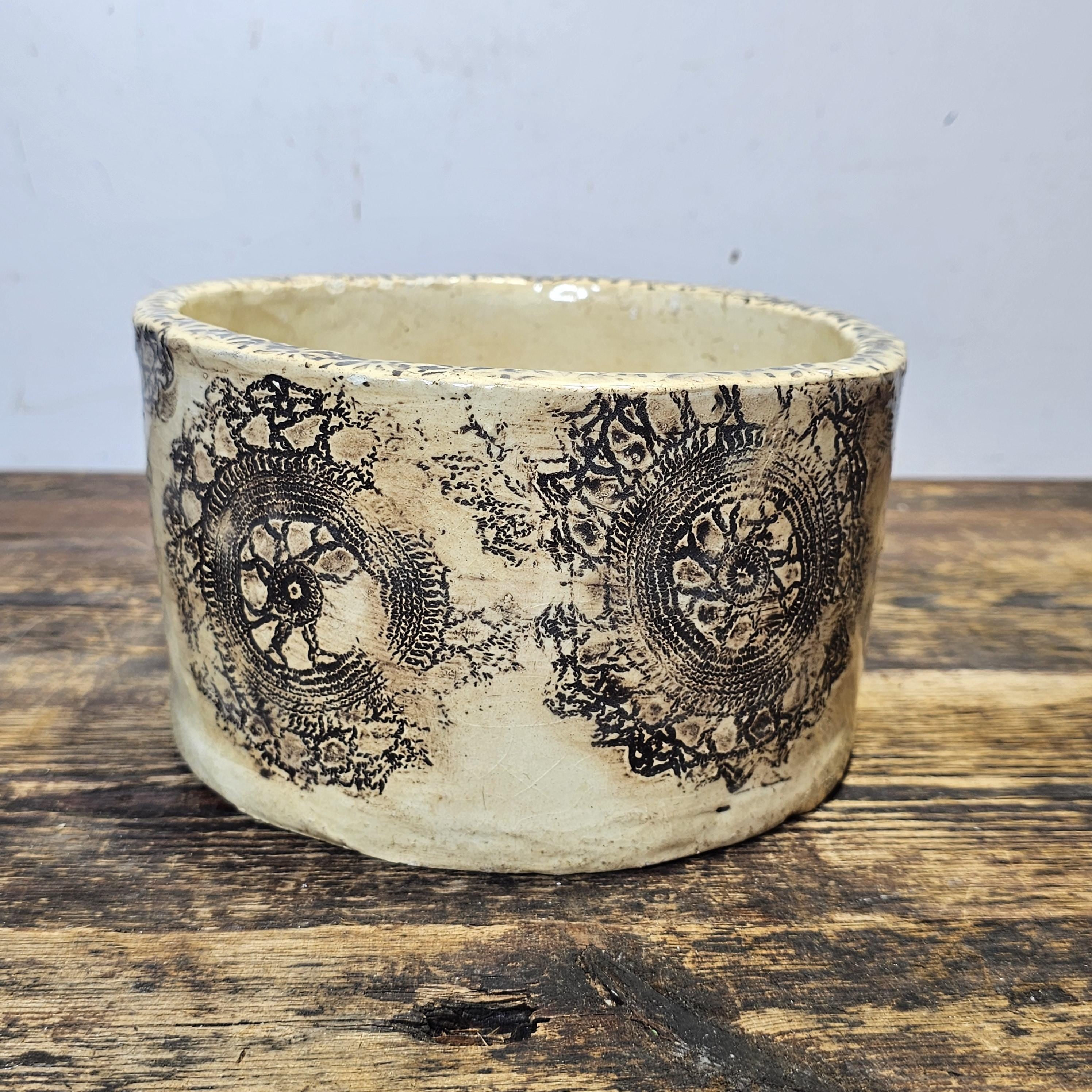 Studio Pottery Ceramic Planter Catch pot 7.25" Diameter x 4"H