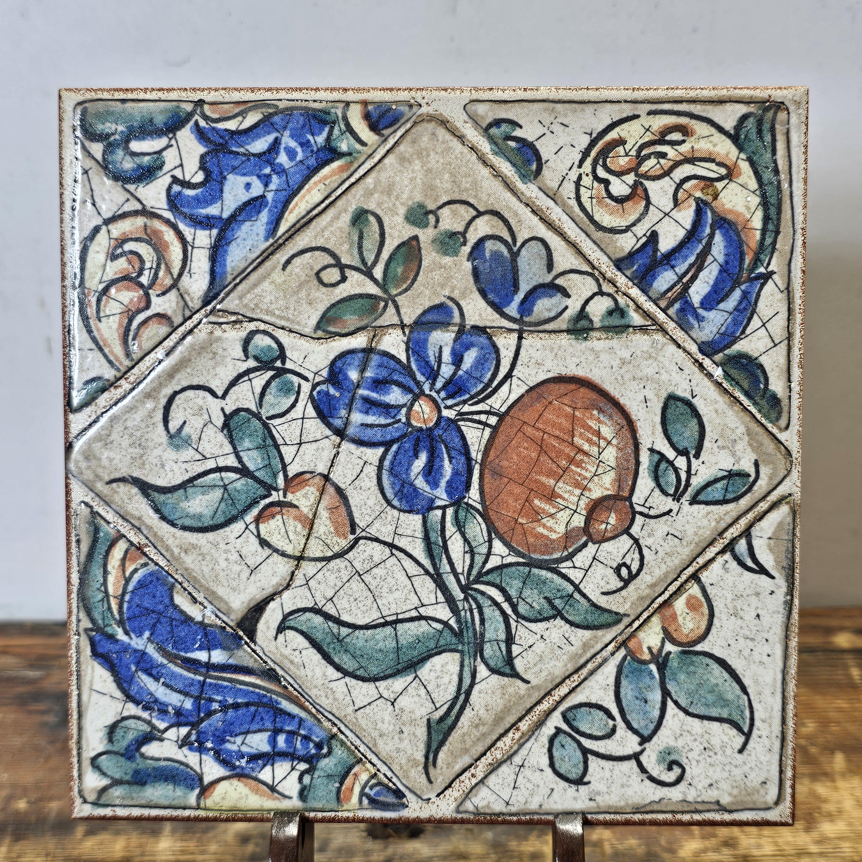 VENIS Made In Spain Gres De Elite Tile Trivet Antique Flower 6 x 6"