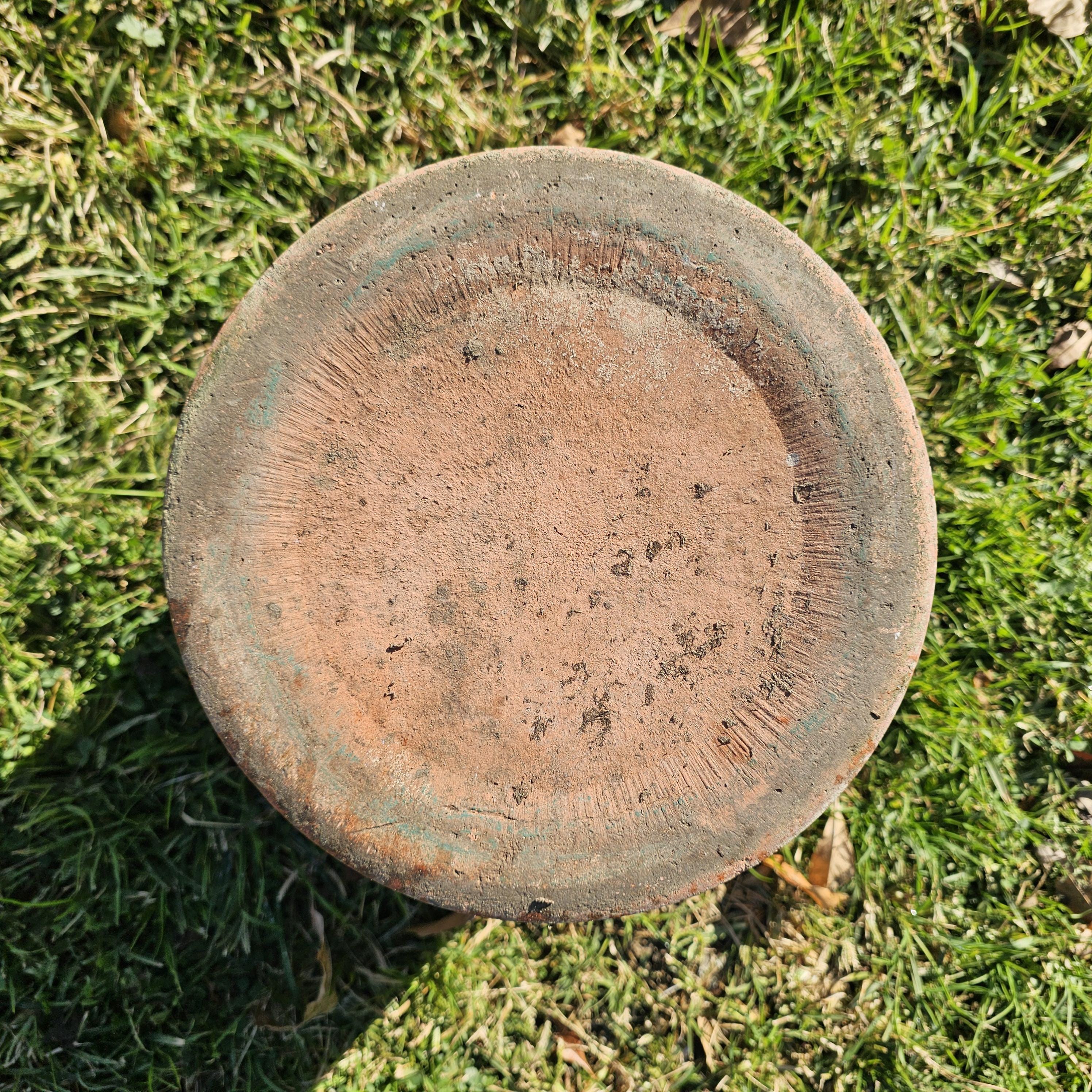 Rustic Clay Water Jug Flower Planter Pot Weathered 11" Dia x 13" H