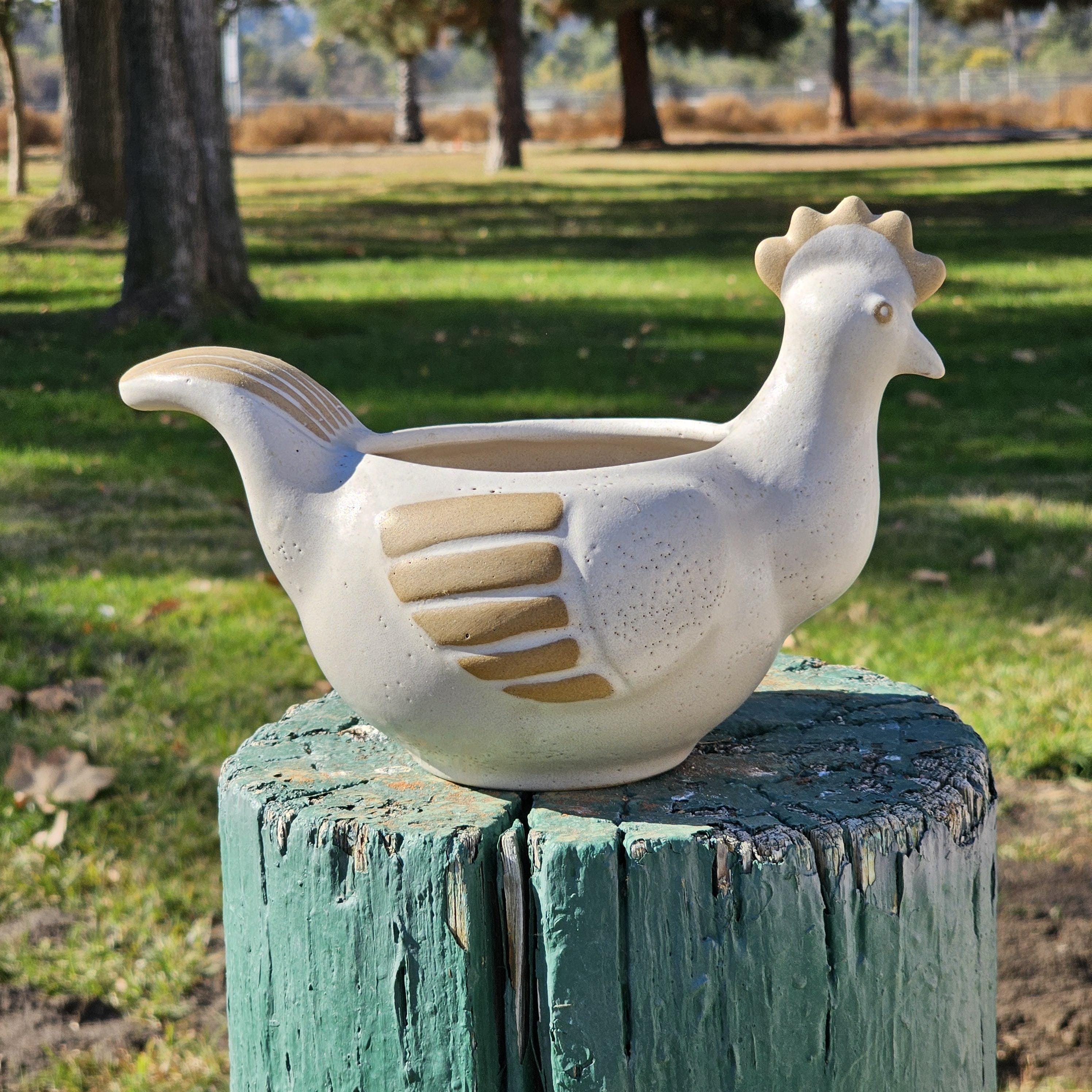 Vintage David Stewart Lions Valley Stoneware Hen Pottery Planter