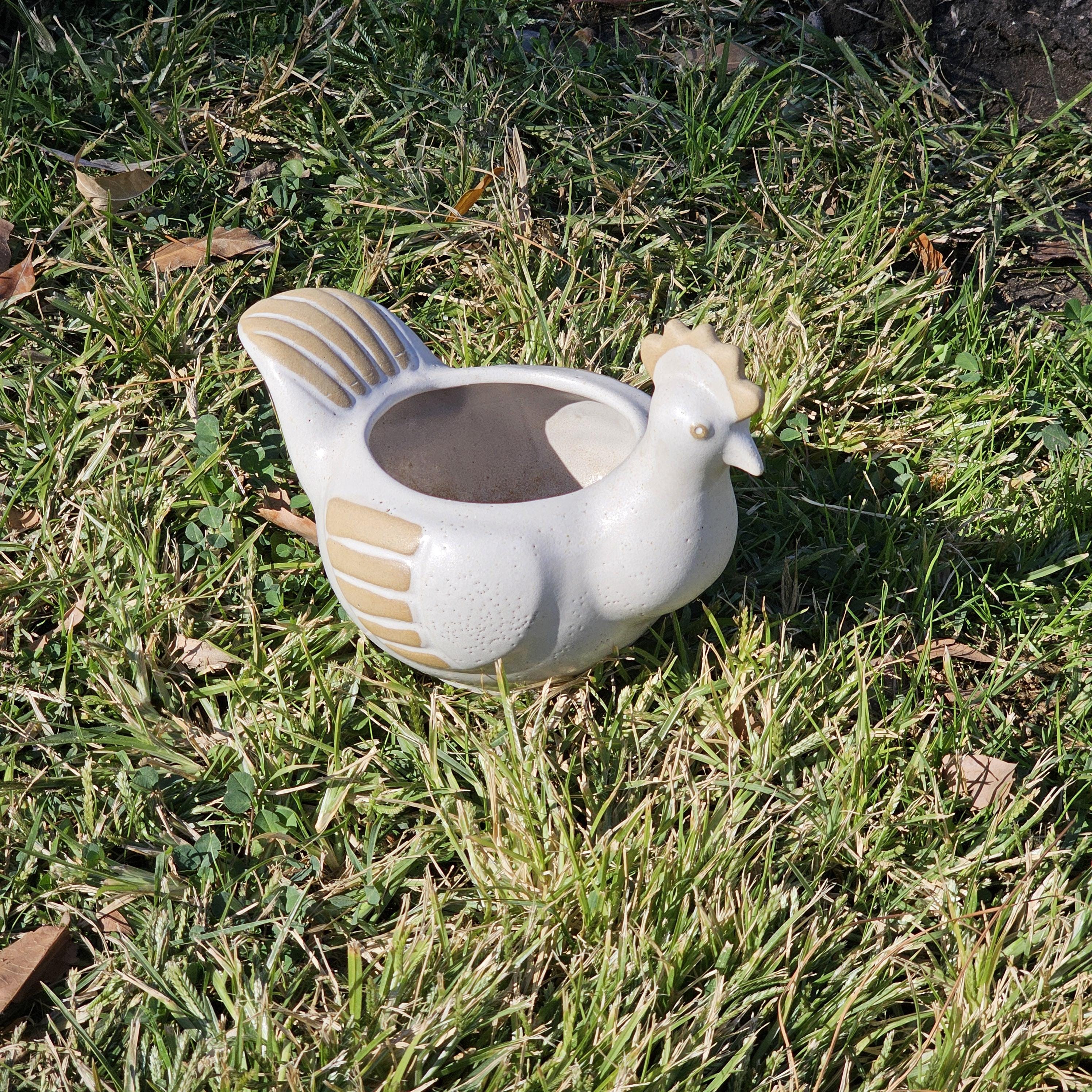 Vintage David Stewart Lions Valley Stoneware Hen Pottery Planter