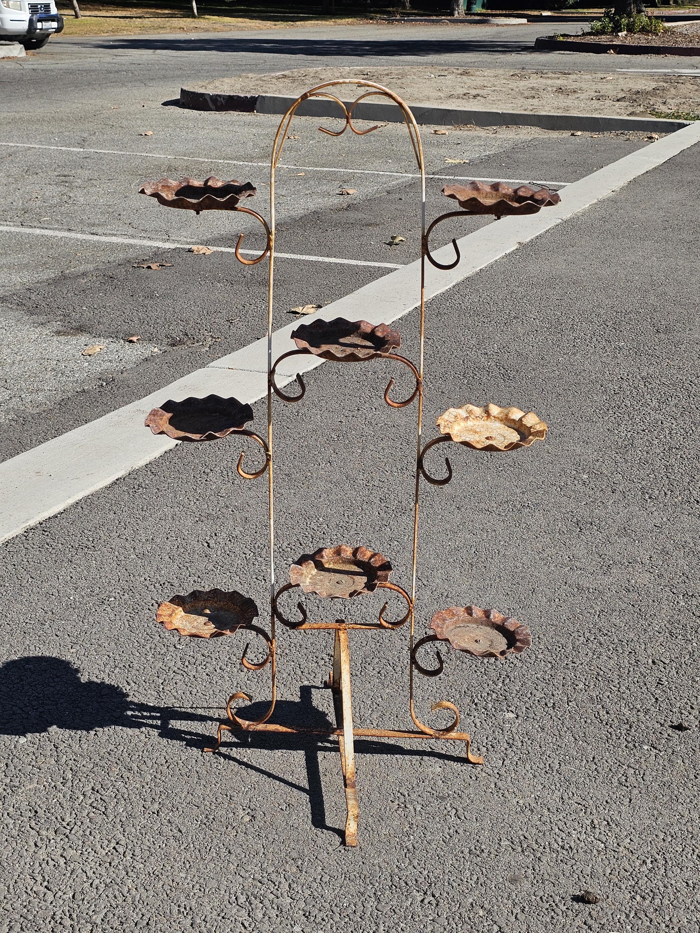 Vintage Rusty Multi Pot Stand 8-Plant Holder Stand 38"H