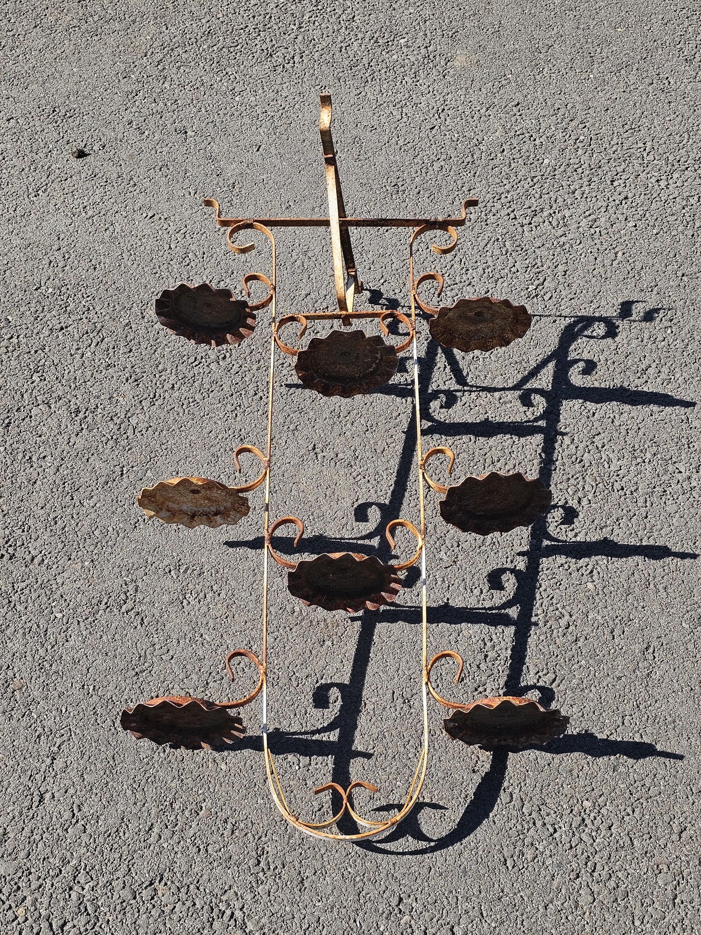 Vintage Rusty Multi Pot Stand 8-Plant Holder Stand 38"H