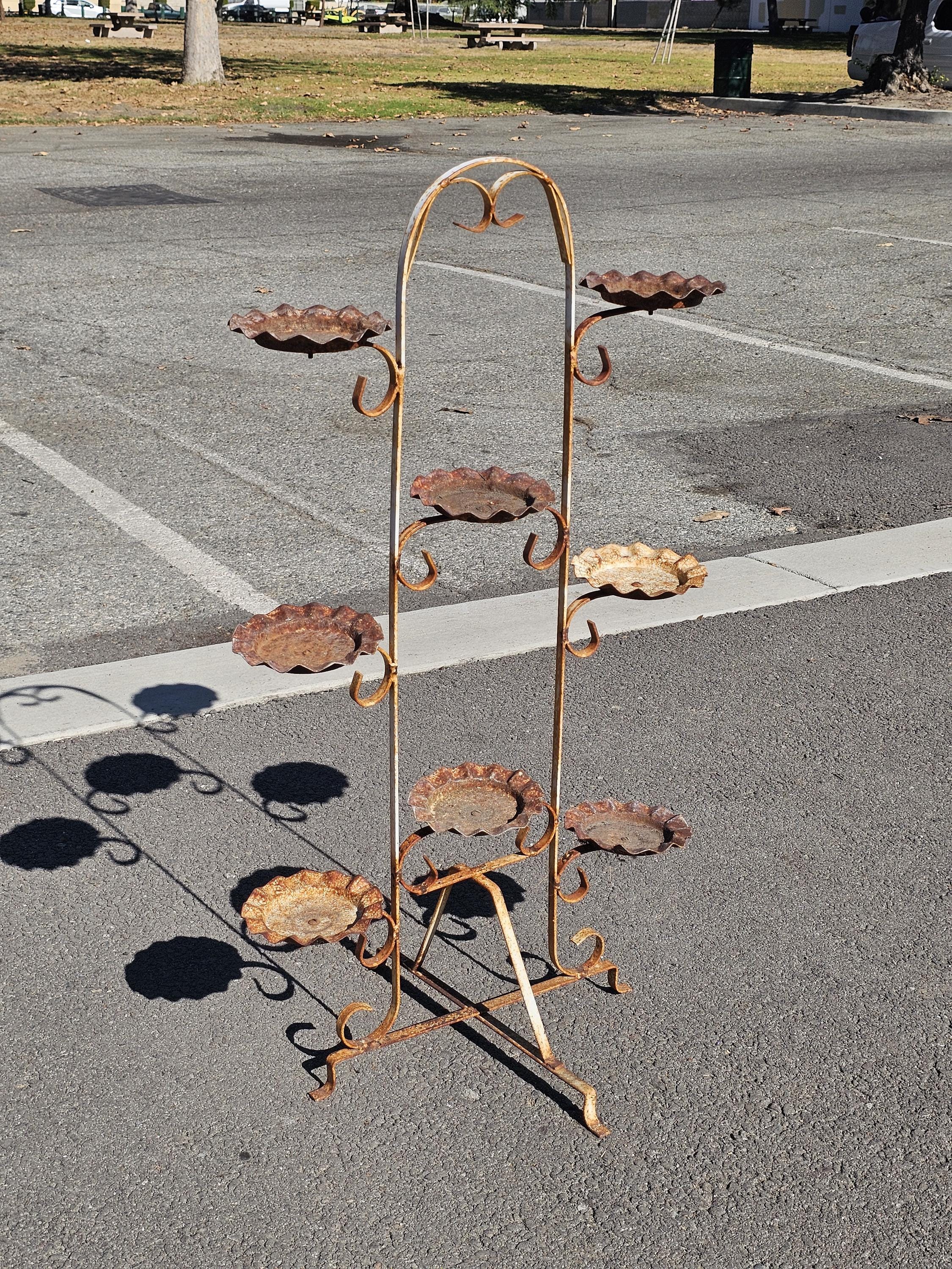Vintage Rusty Multi Pot Stand 8-Plant Holder Stand 38"H