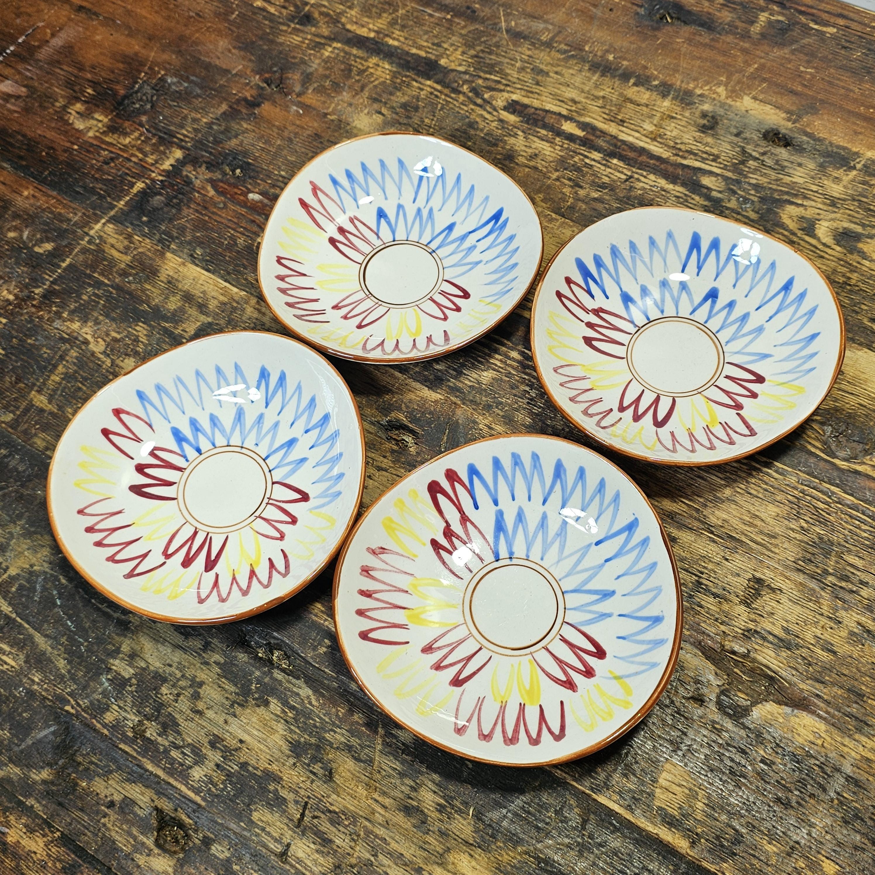 Set of 4 Vintage Nasco Hand Painted Fruit Snack Bowls 6" x 6" x 1.5"H