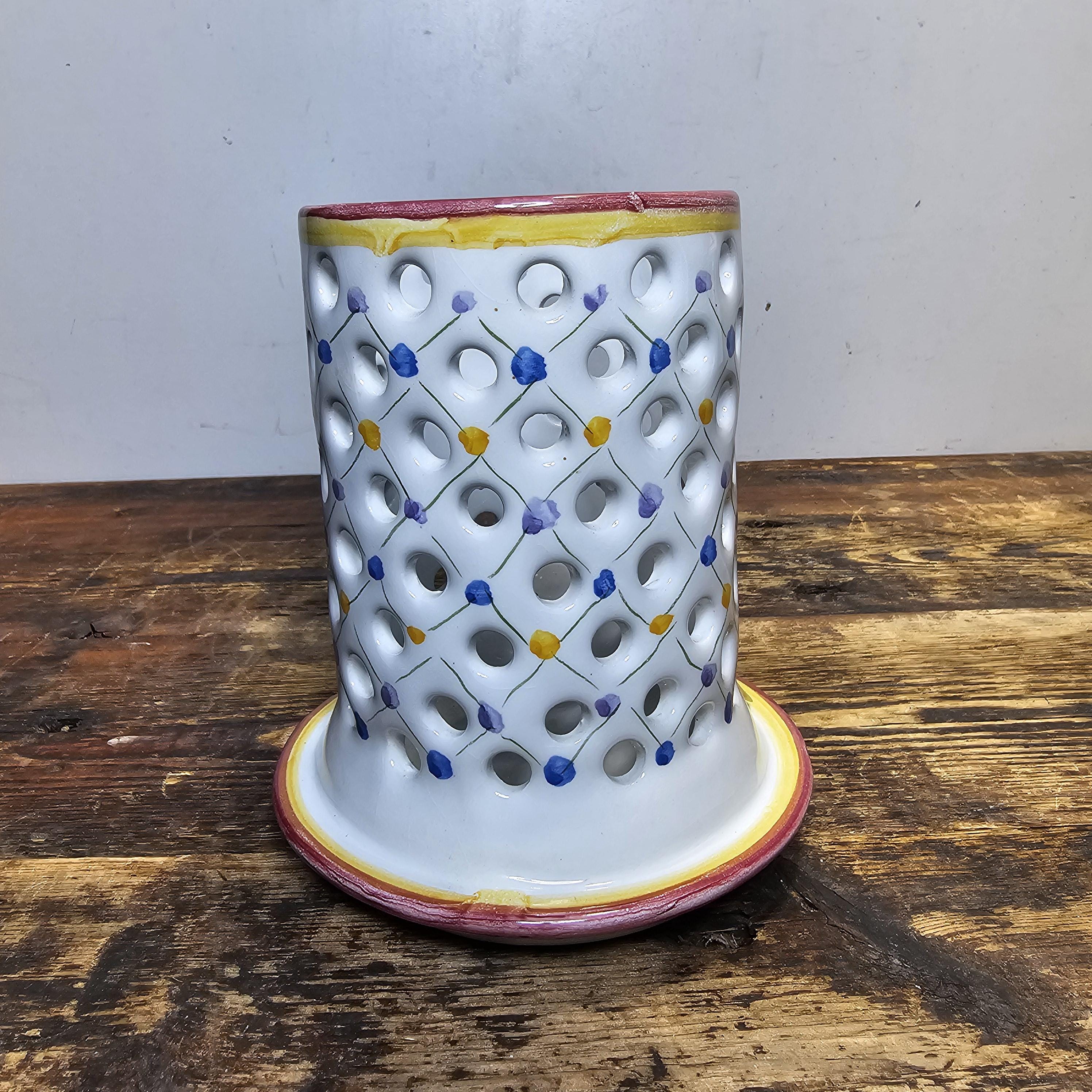 Vintage R. C. & CAL Hand Painted Candleholder Made In Portugal 6.5"H