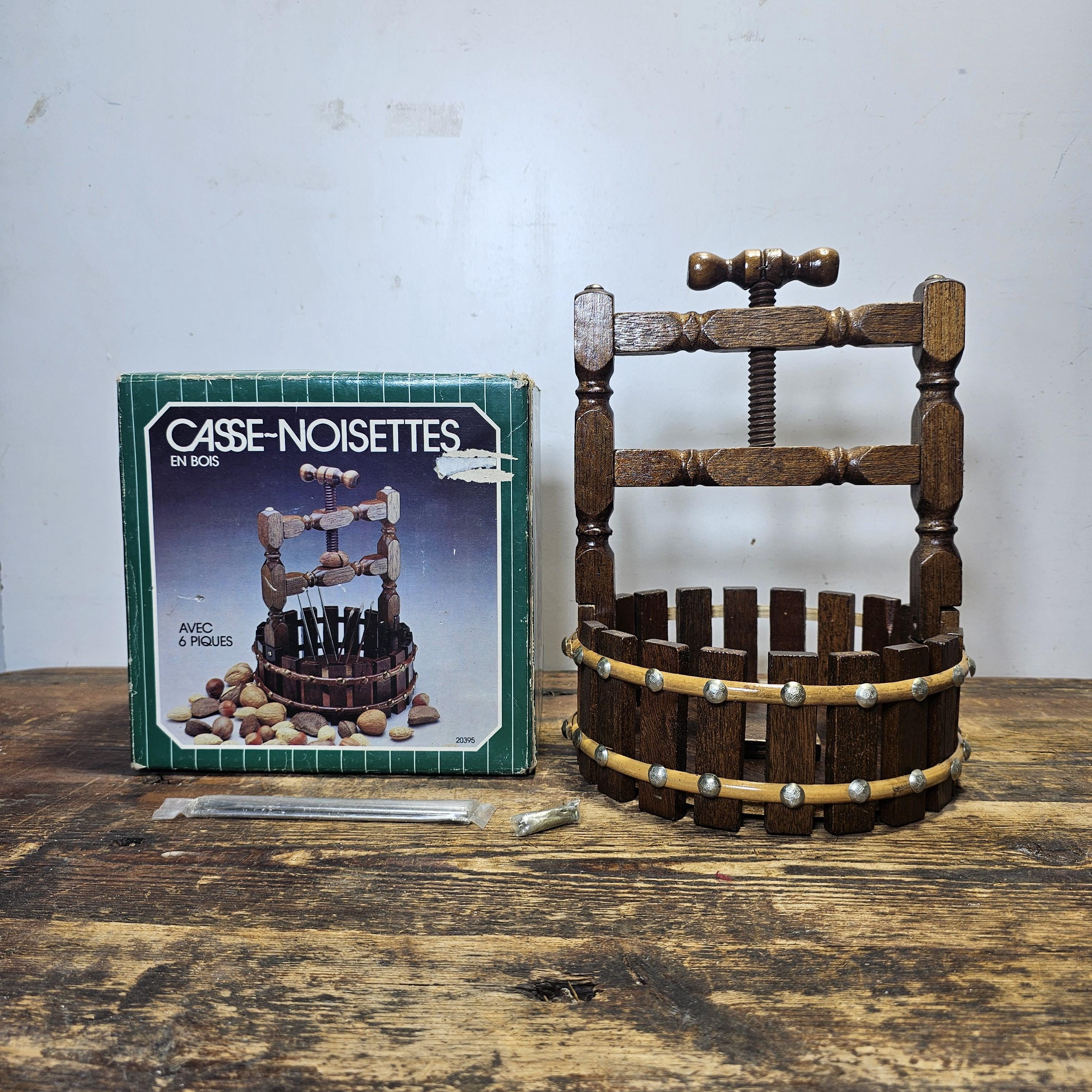 Vintage Wooden Wishing Well Hand Crank Nutcracker Basket With 6 Sticks 1980s