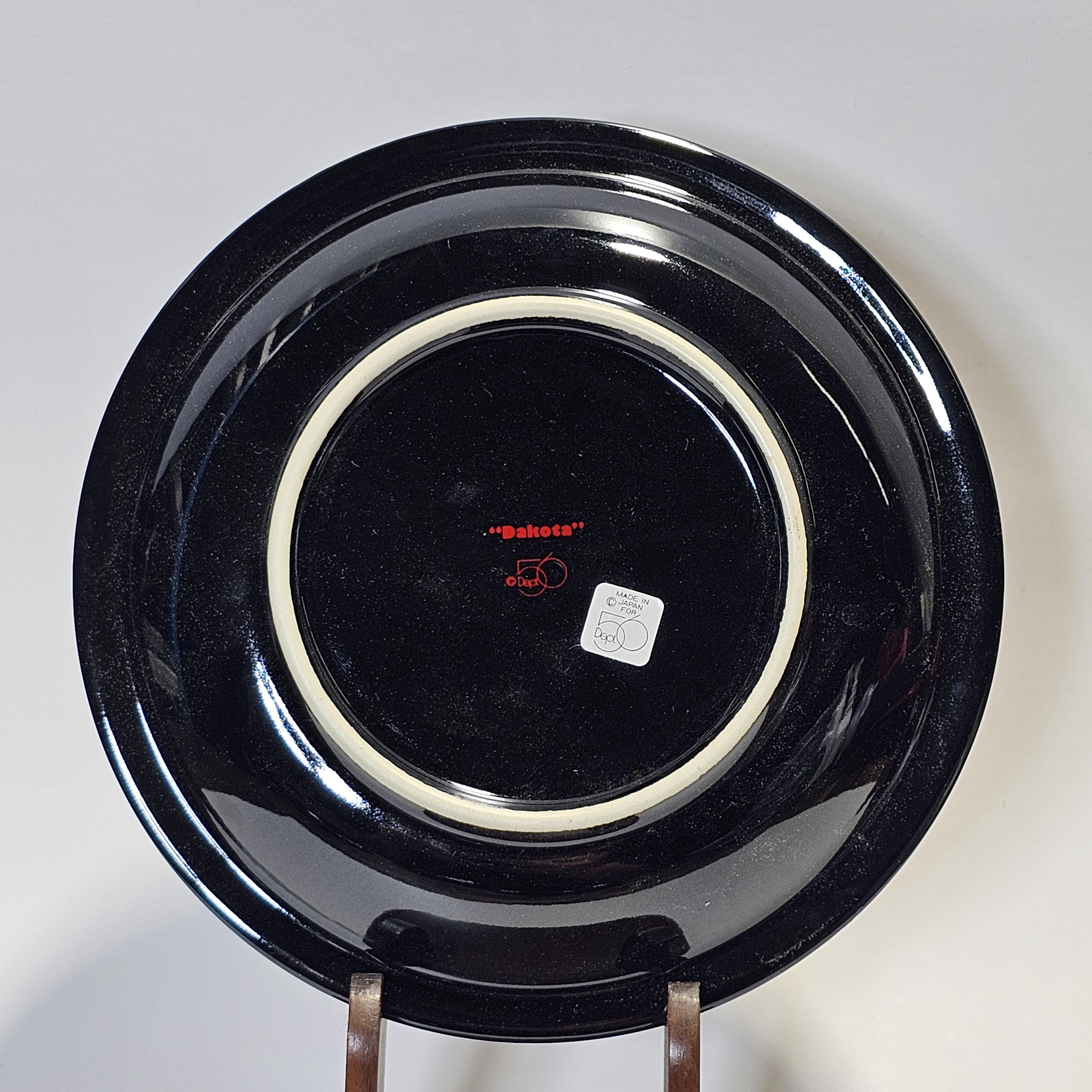 Set of 4 Department 56 Dakota Deer Reindeer Dessert Plates Black & Red 7.5"