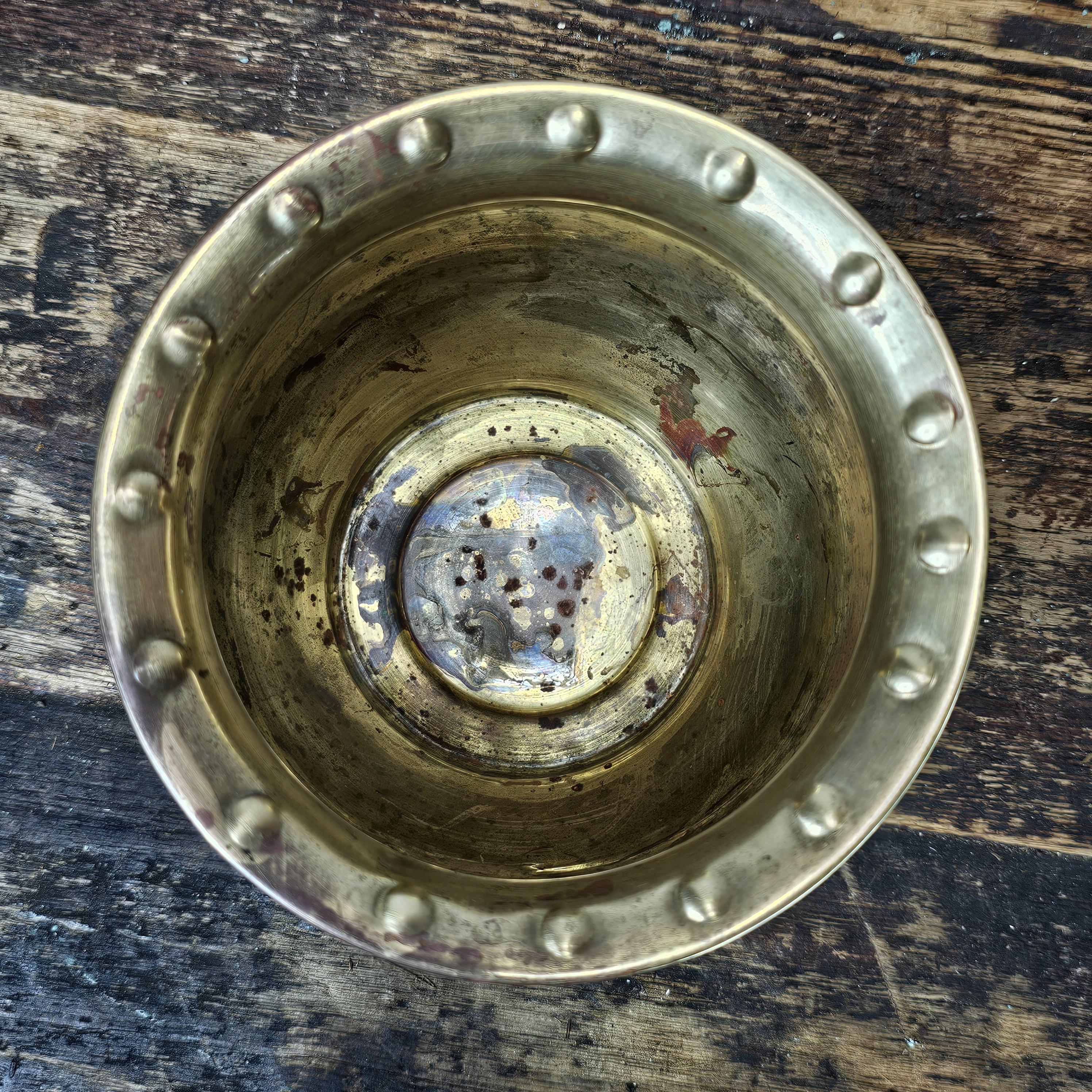 Vintage Small Brass Planter Rope Around Neck 4.5"H