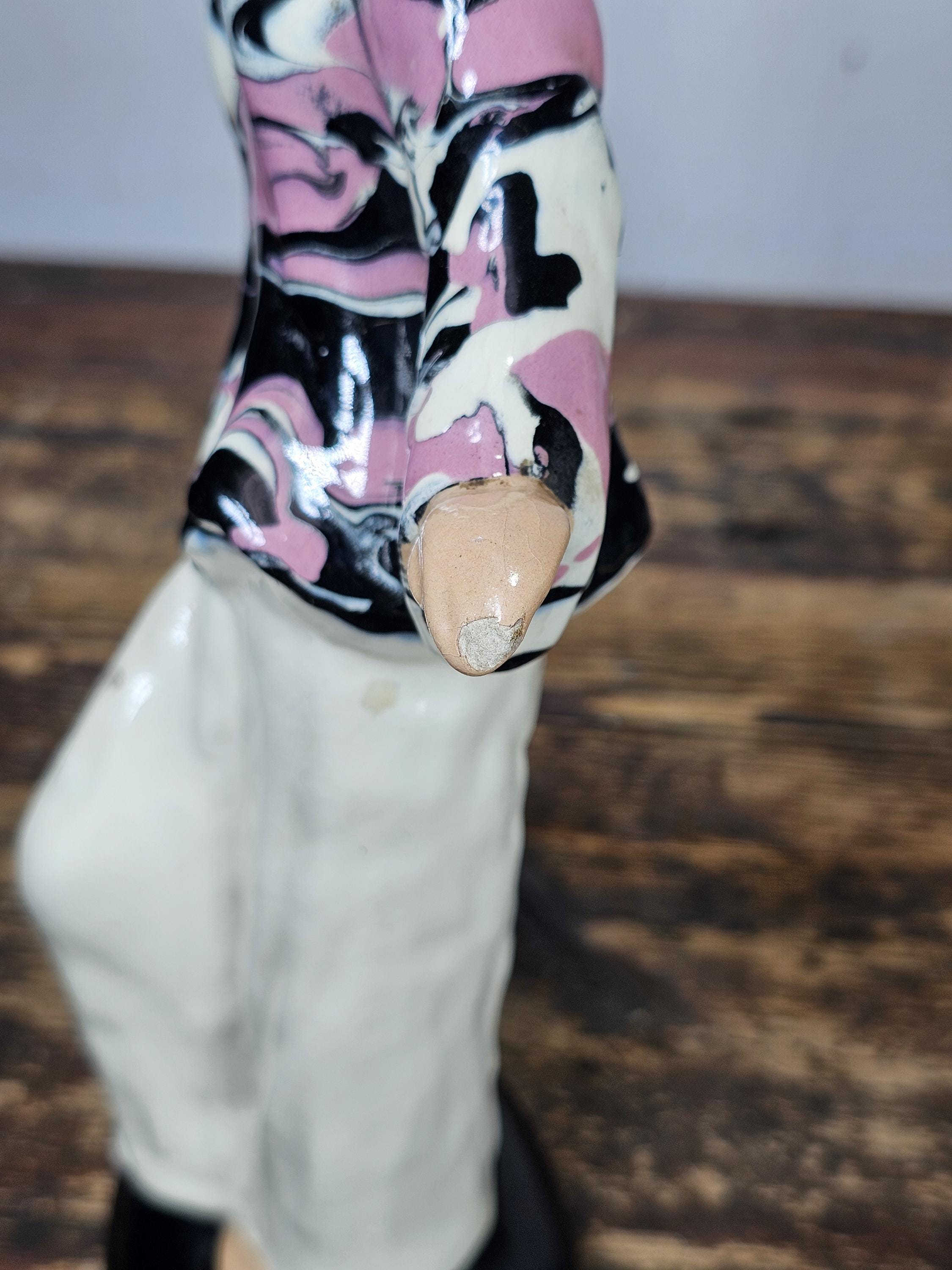 Vintage Hedi Schoop Ceramic Asian Lady with Basket Signed 1950s