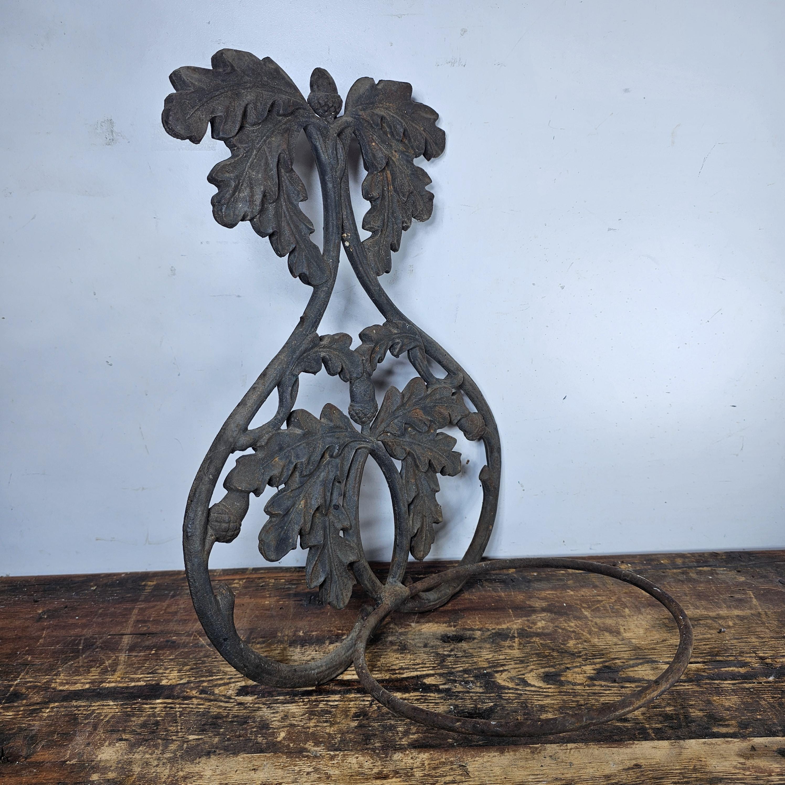Victorian Style Cast Iron Wall Planter Oak Branch and Acorn Design