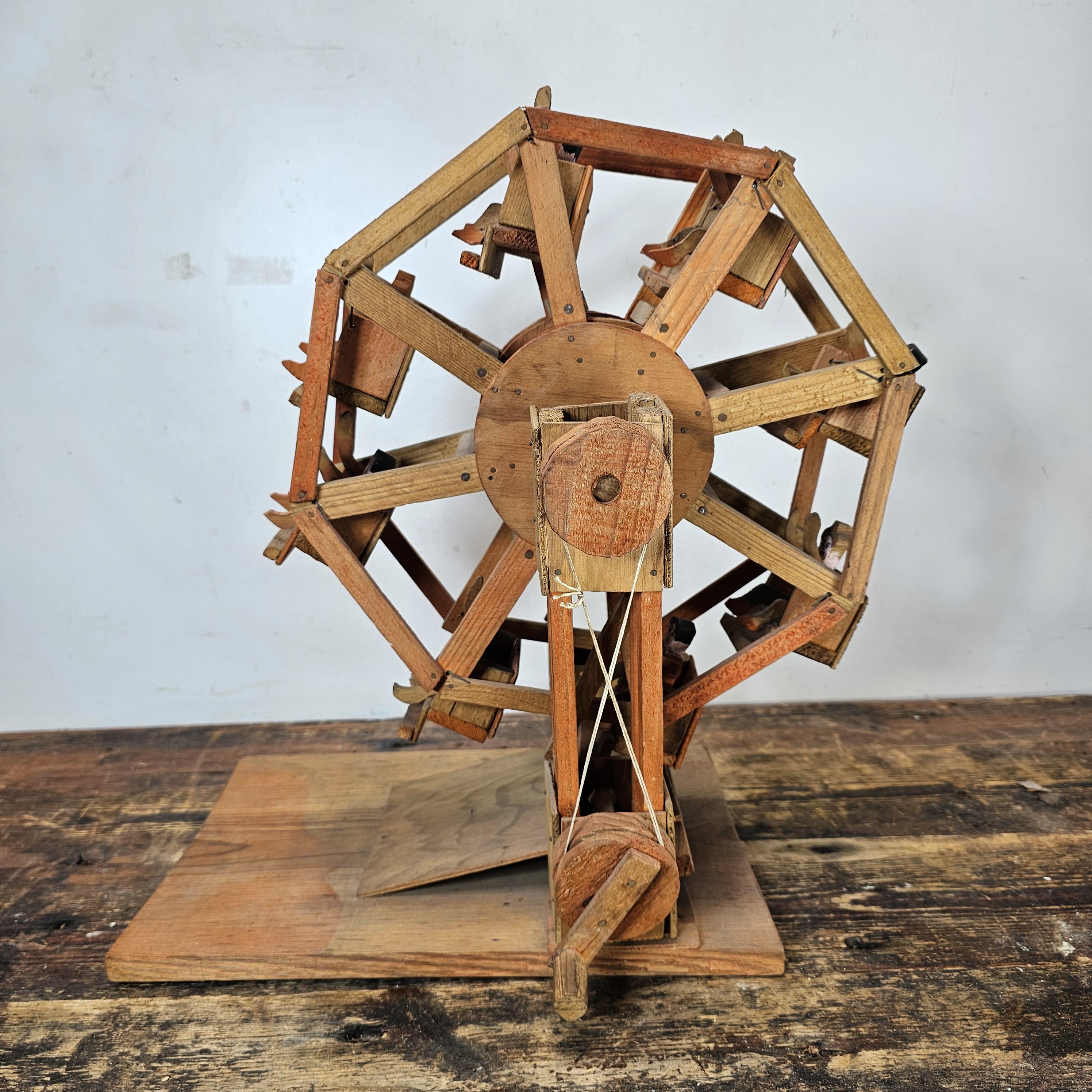 Vintage Mexican Folk Art Wooden Ferris Wheel