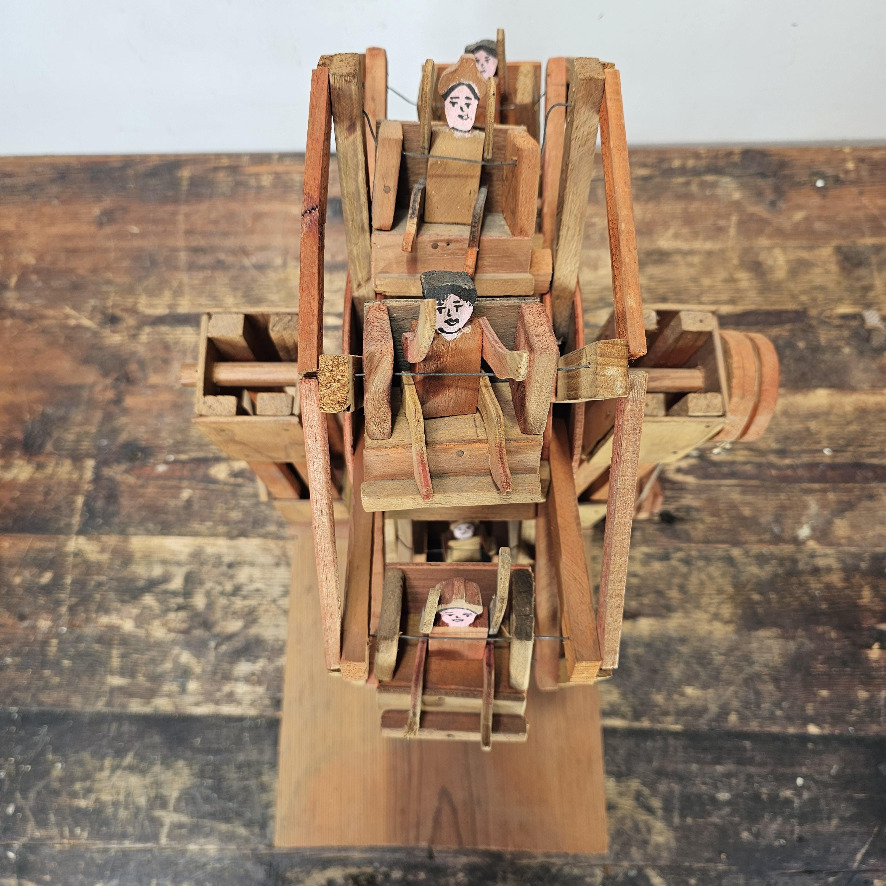 Vintage Mexican Folk Art Wooden Ferris Wheel