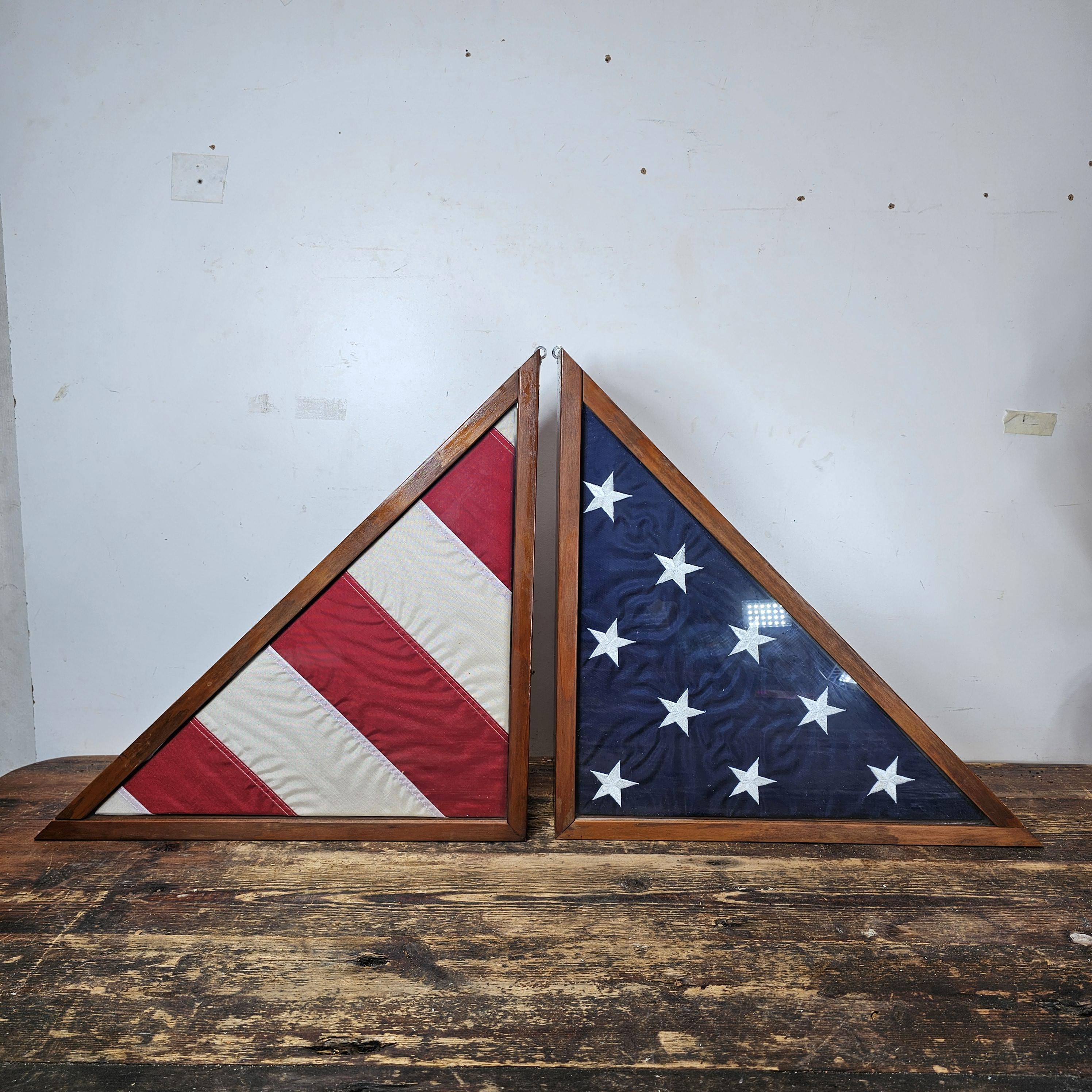 On Hold/US Military Veteran Burial Casket American Flag And Case 17.5" x 17.5" x 4.5"D