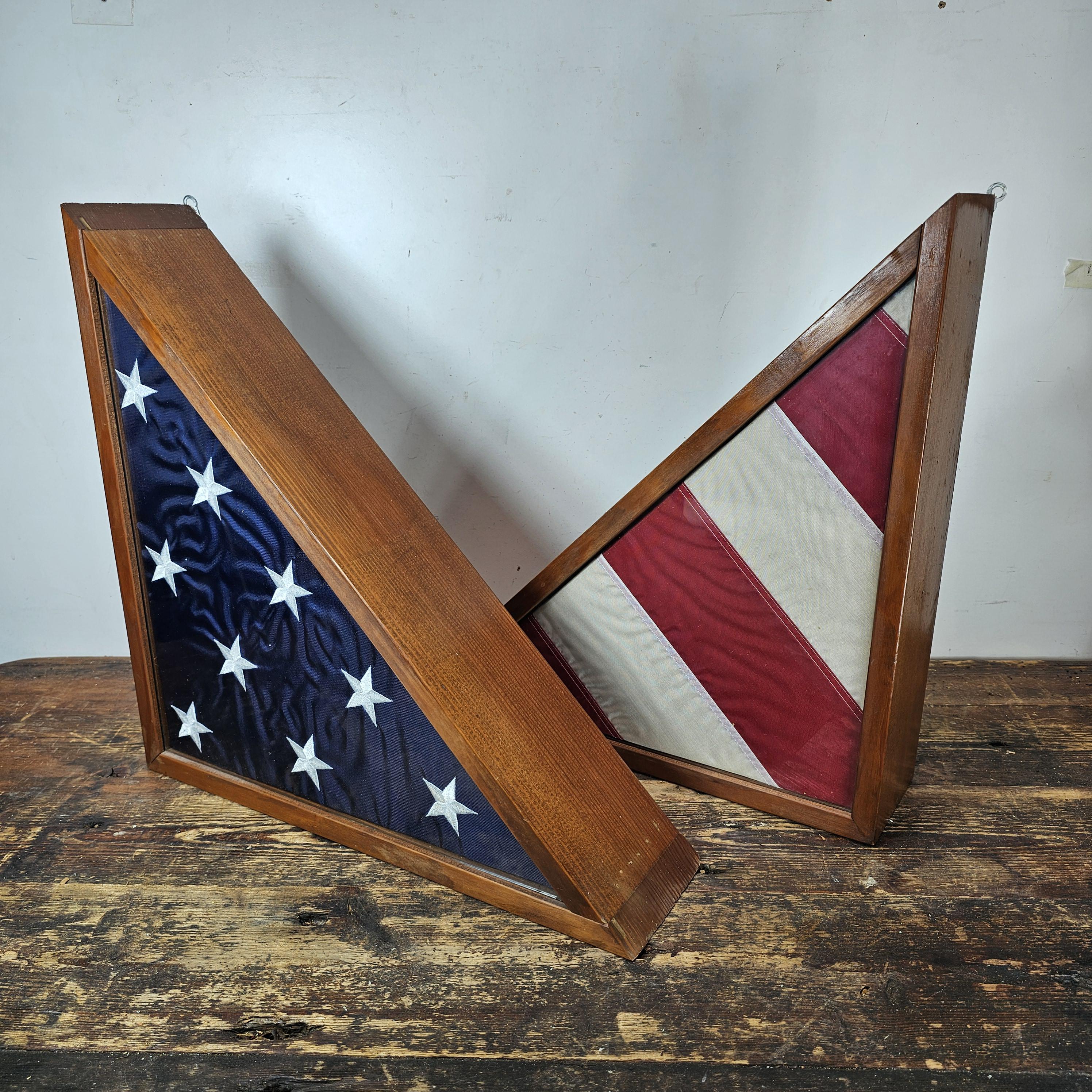 On Hold/US Military Veteran Burial Casket American Flag And Case 17.5" x 17.5" x 4.5"D