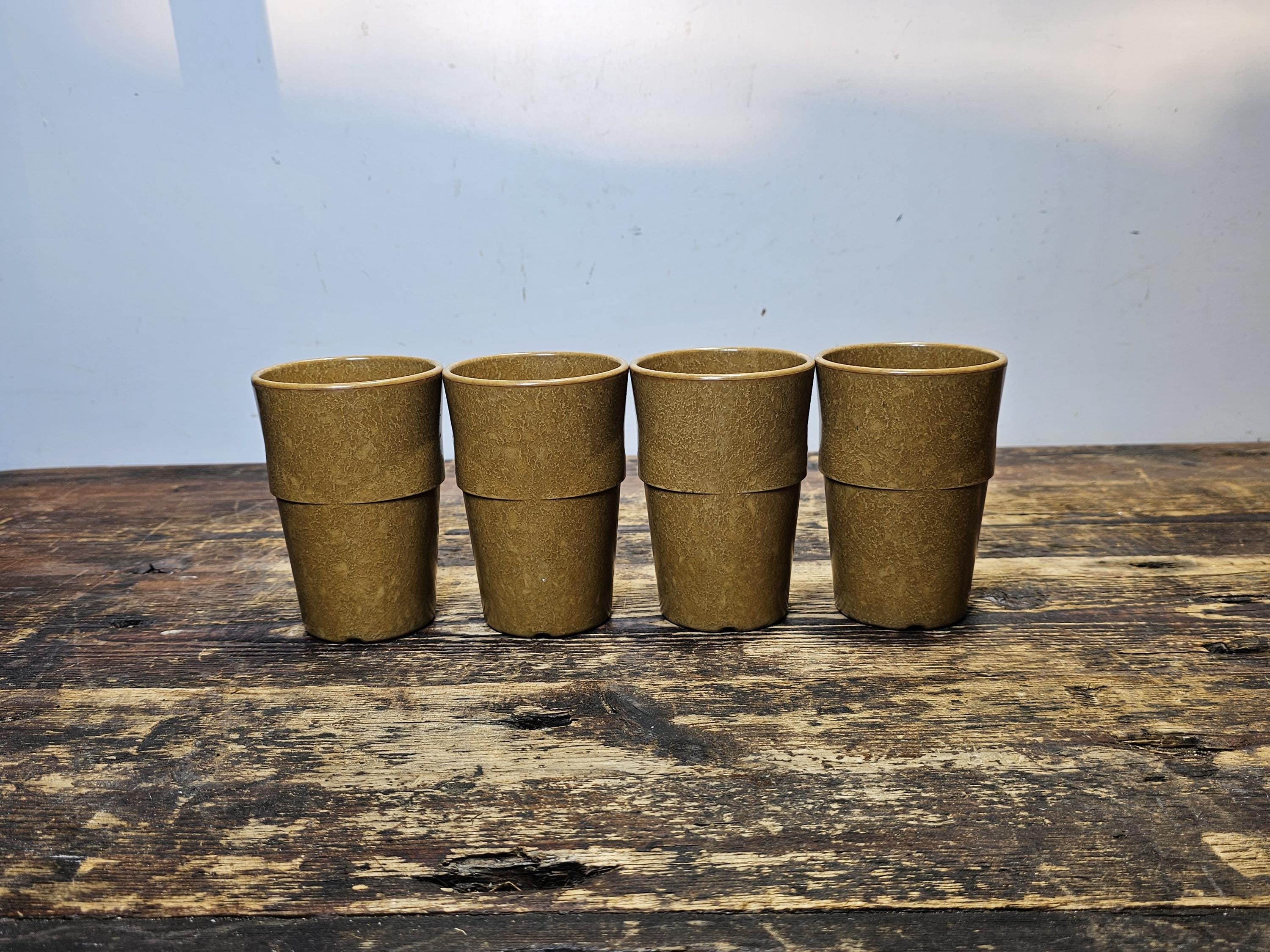 Set of 4 Halsey Inc Melmac Military Mess Hall Tumbler Cups 1960s