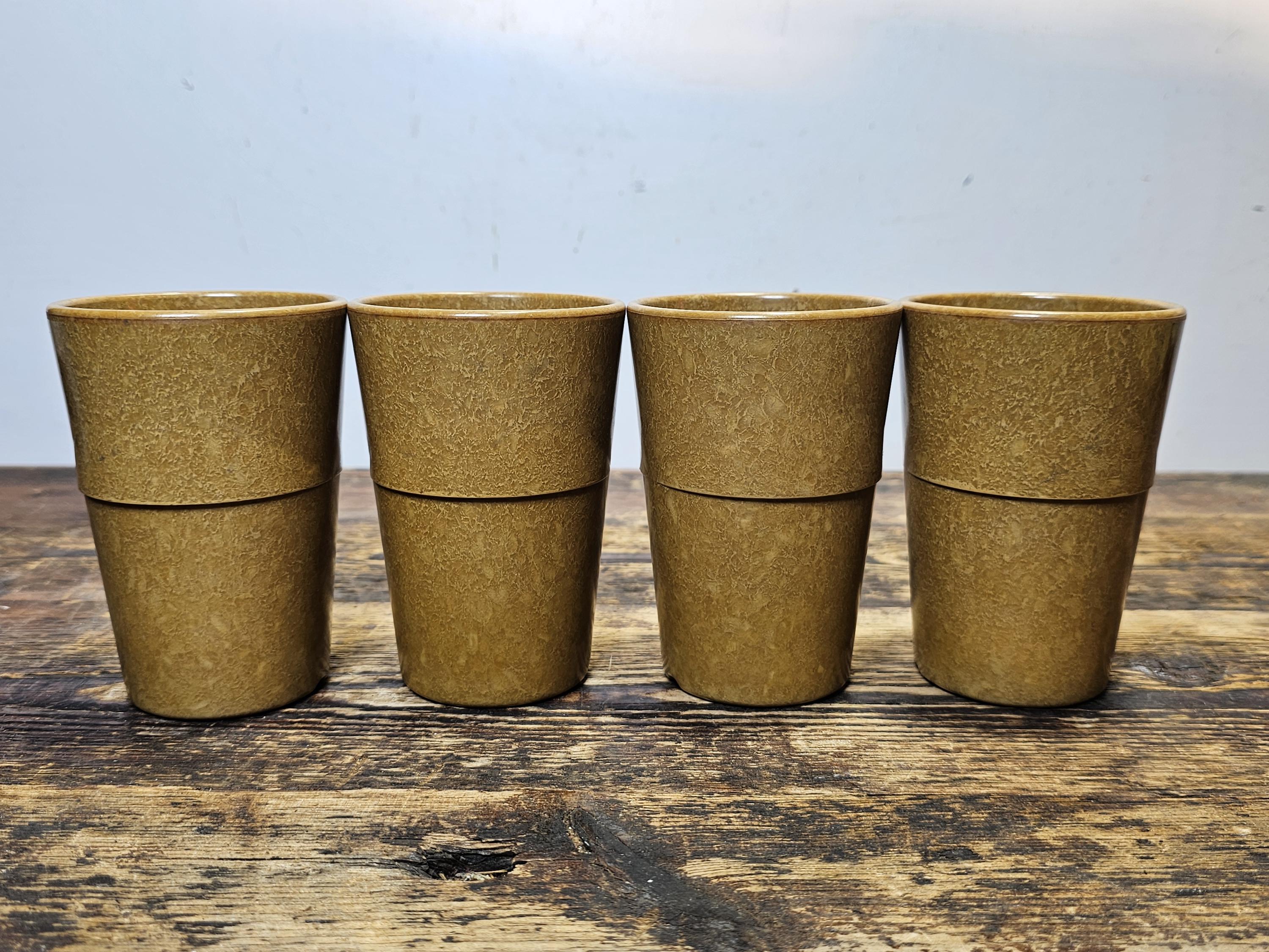 Set of 4 Halsey Inc Melmac Military Mess Hall Tumbler Cups 1960s