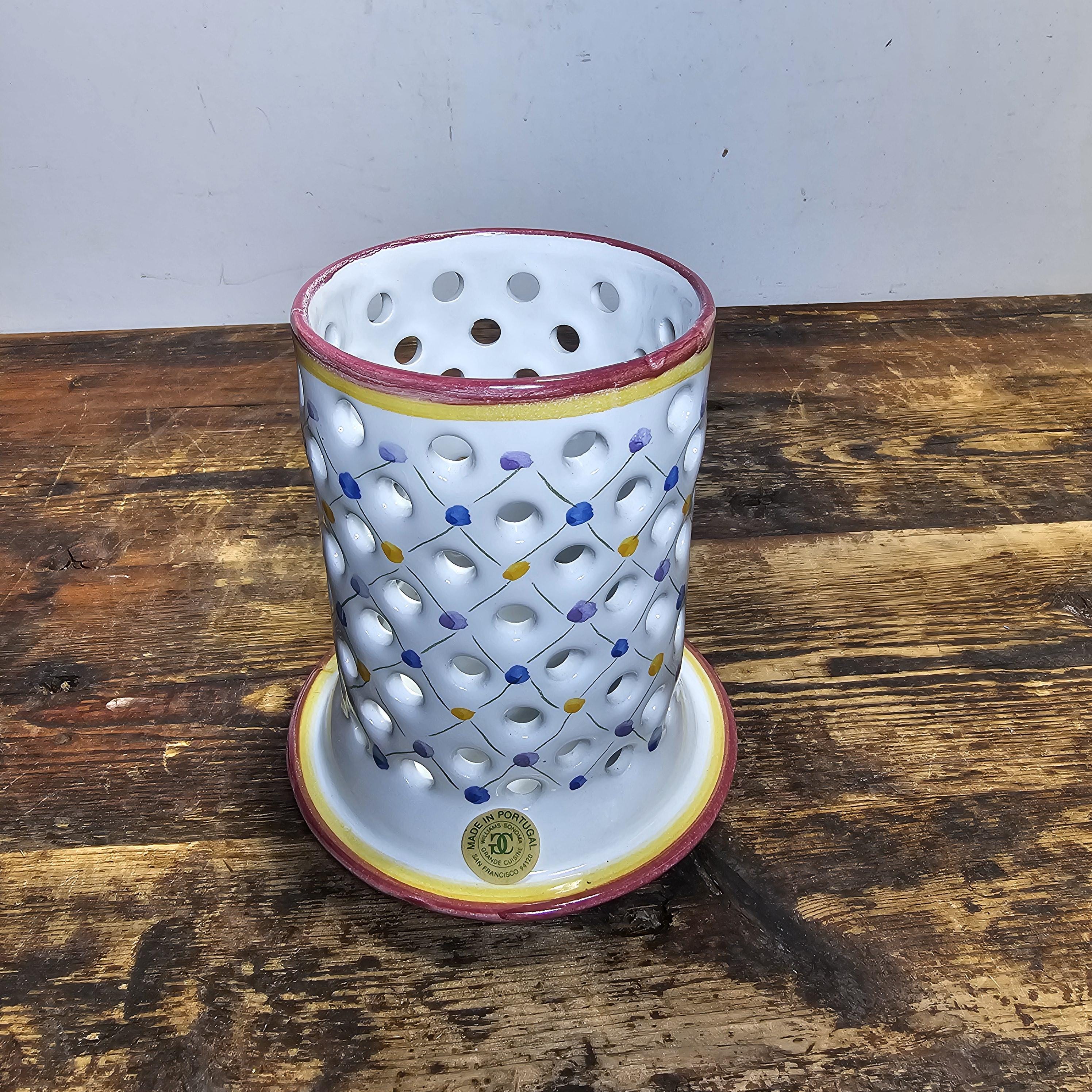 Vintage R. C. & CAL Hand Painted Candleholder Made In Portugal 6.5"H