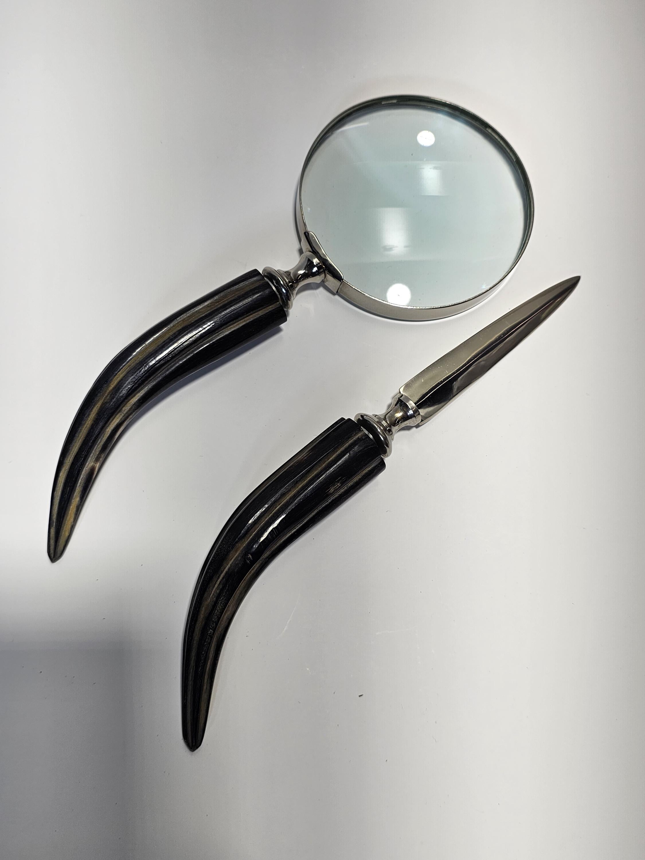 Faux Horn Handle Magnifying Glass & Letter Opener