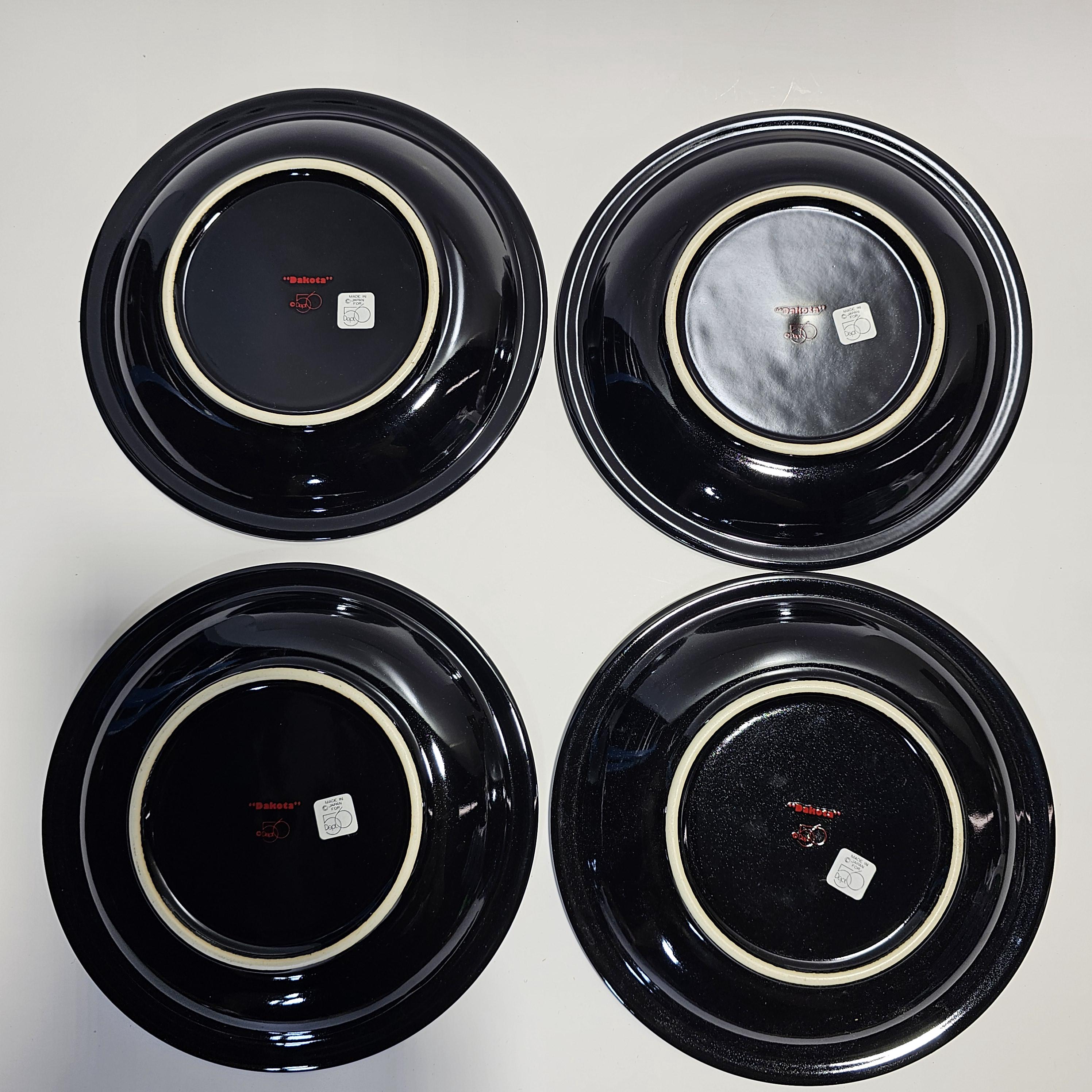 Set of 4 Department 56 Dakota Deer Reindeer Dessert Plates Black & Red 7.5"