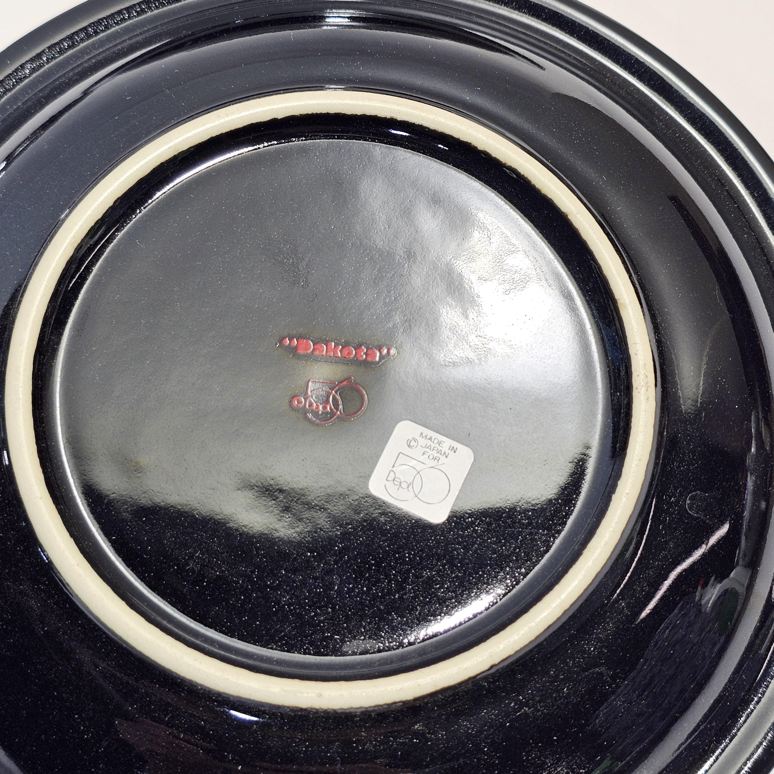 Set of 4 Department 56 Dakota Deer Reindeer Dessert Plates Black & Red 7.5"